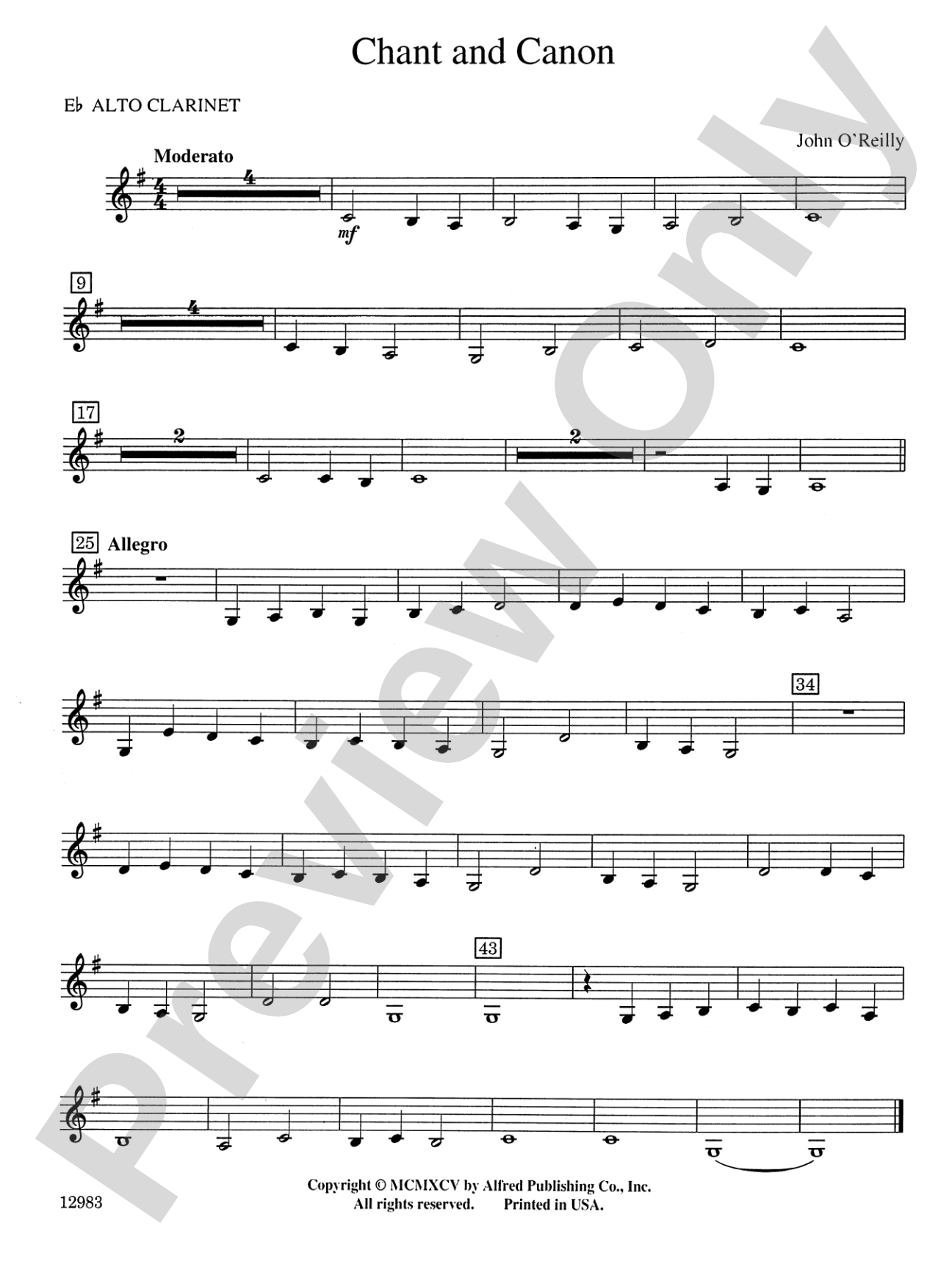 Chant and Canon: E-flat Alto Clarinet