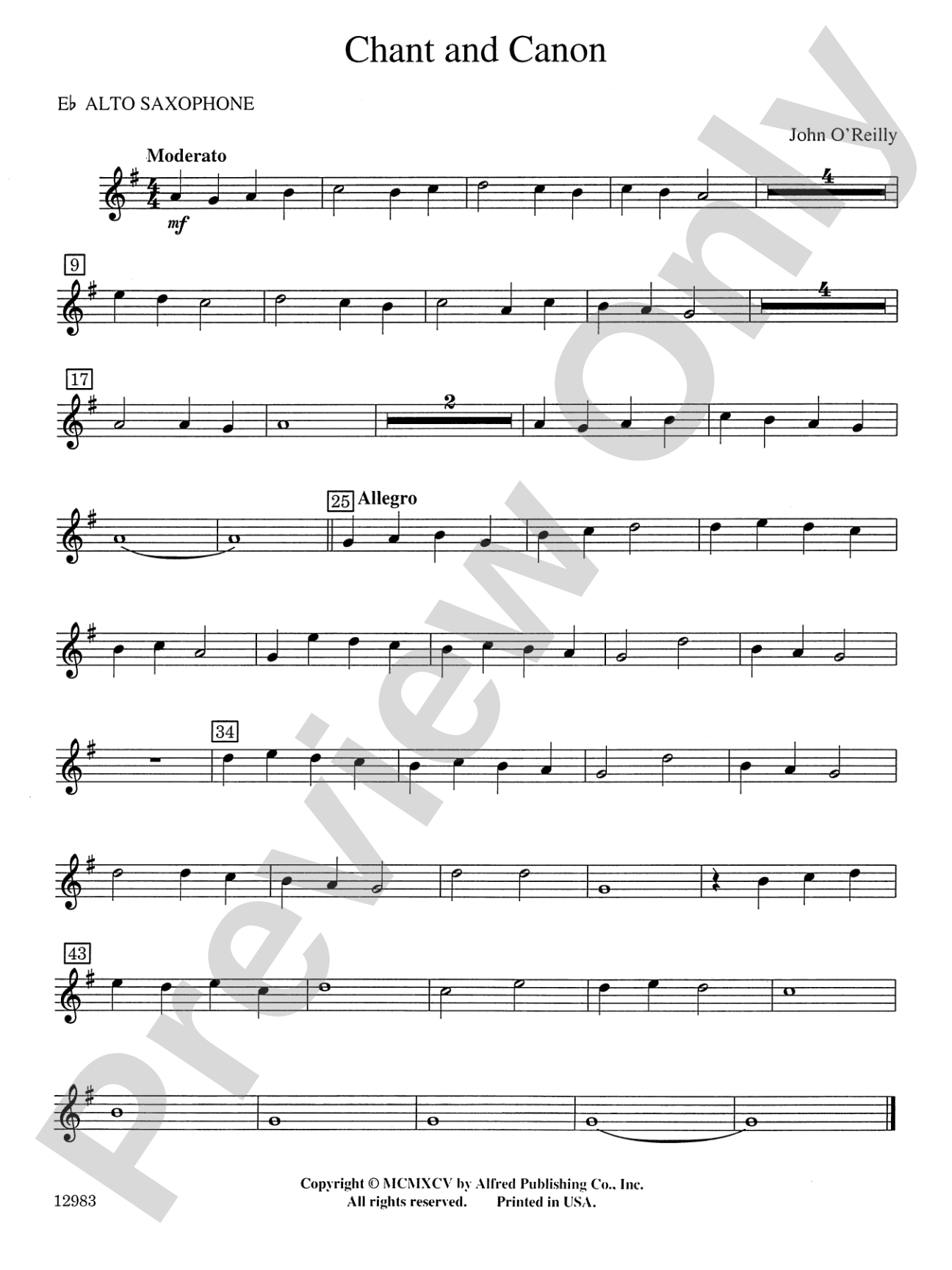 Chant and Canon: E-flat Alto Saxophone