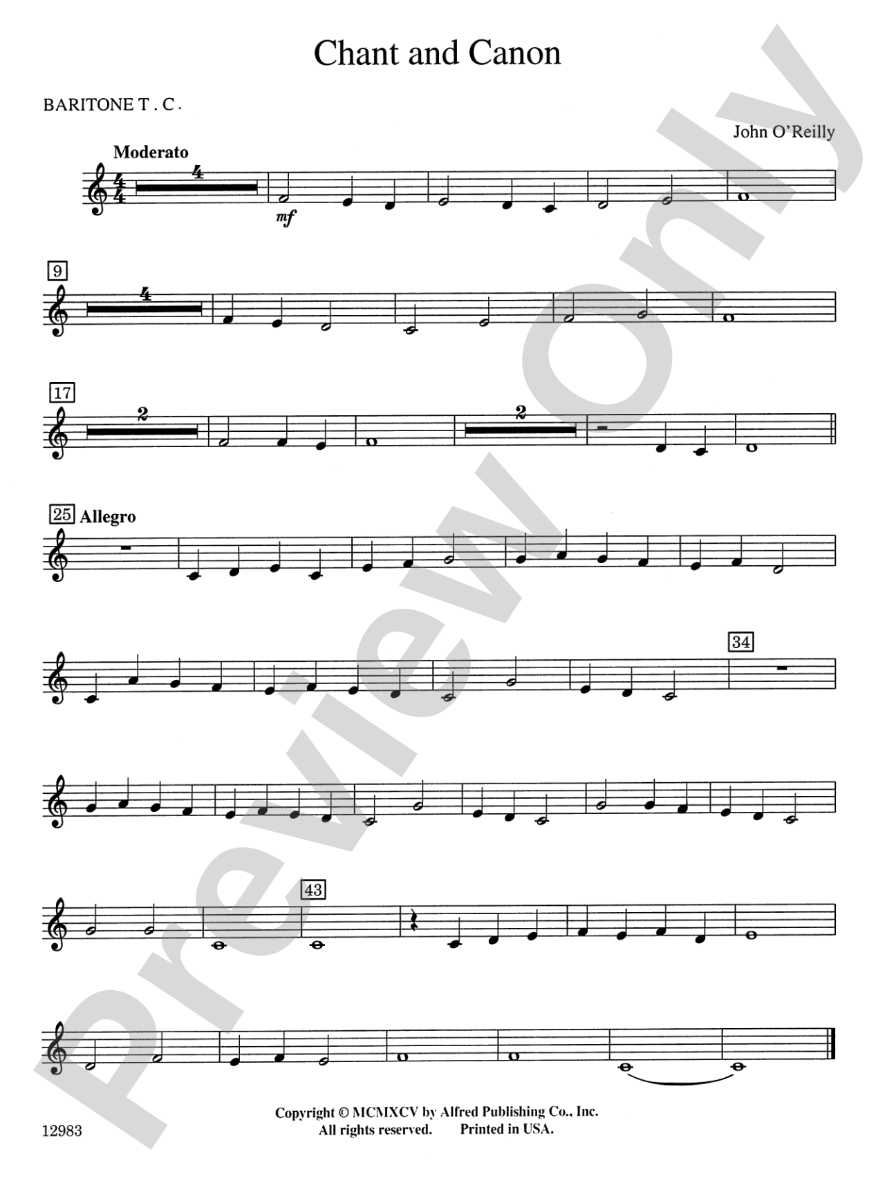 Chant and Canon: Baritone T.C.