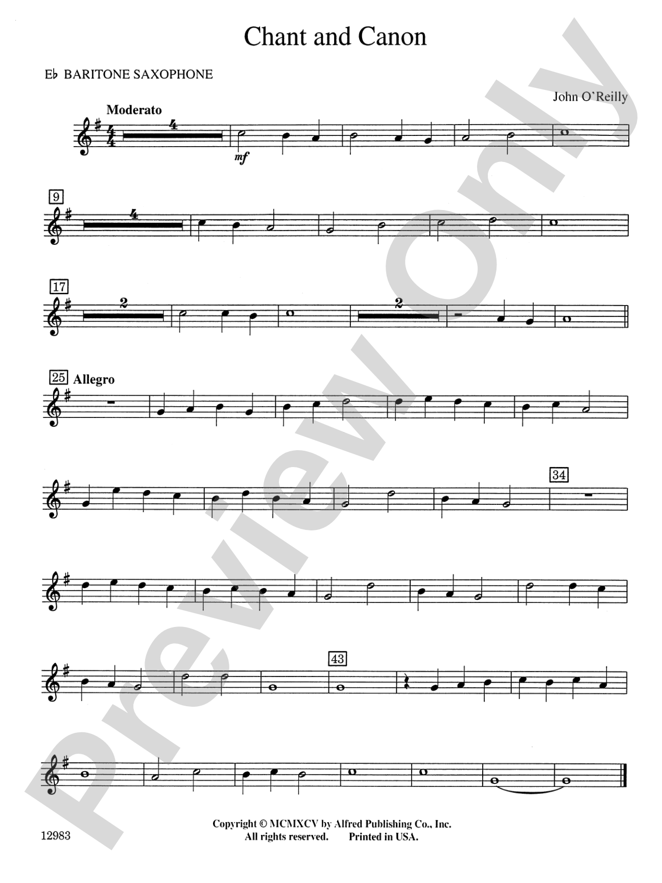 Chant and Canon: E-flat Baritone Saxophone