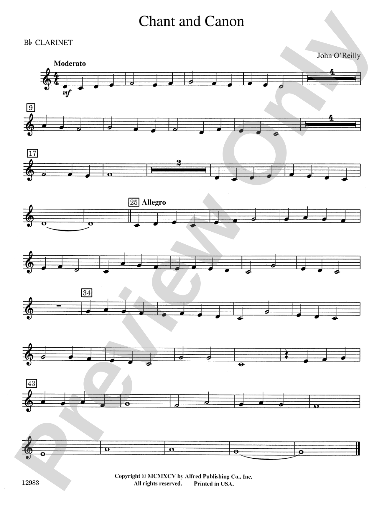 Chant and Canon: 1st B-flat Clarinet