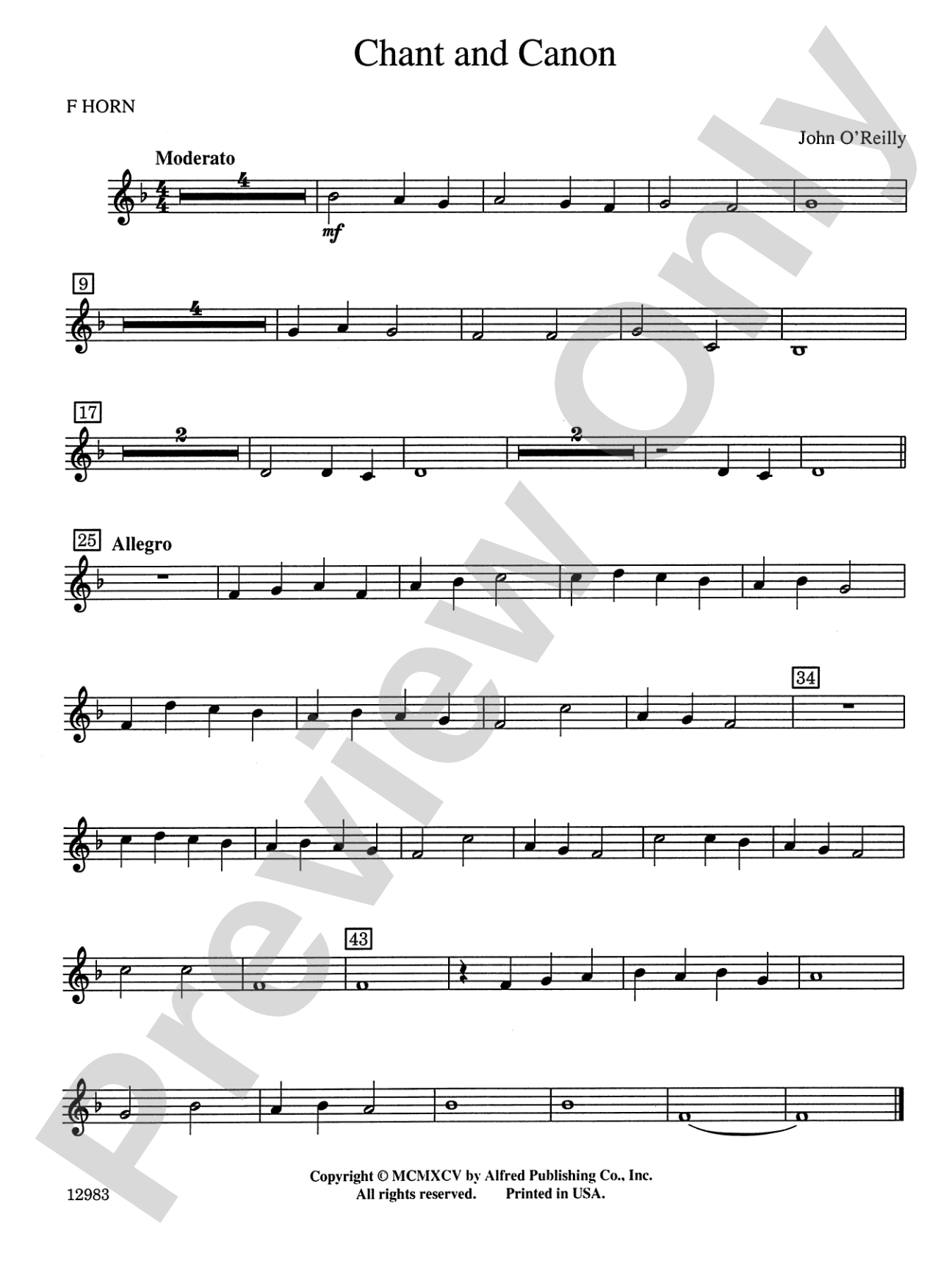 Chant and Canon: 1st F Horn
