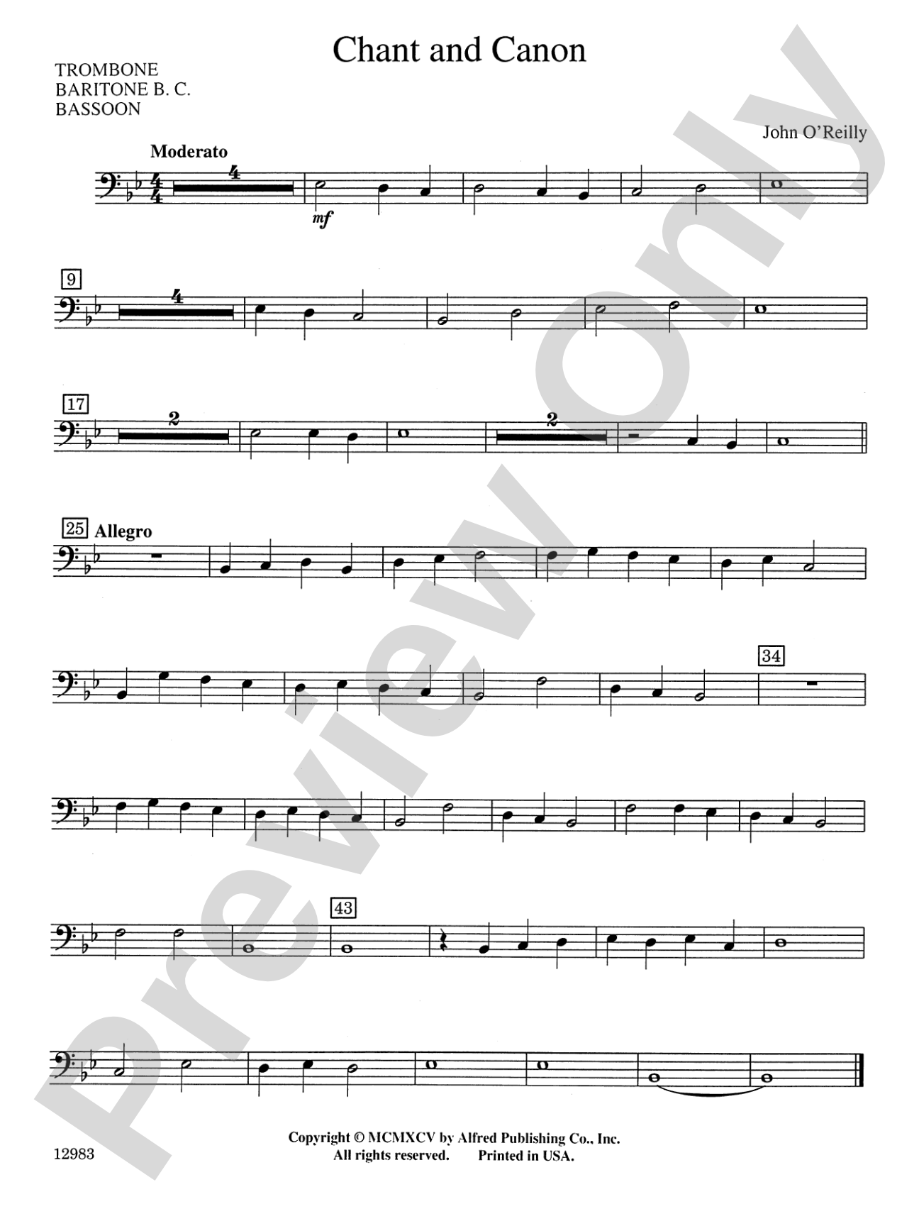 Chant and Canon: 1st Trombone