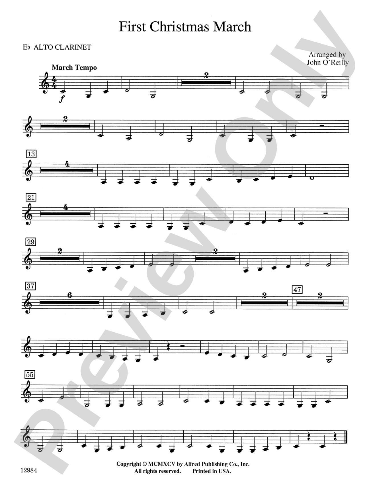 First Christmas March: E-flat Alto Clarinet
