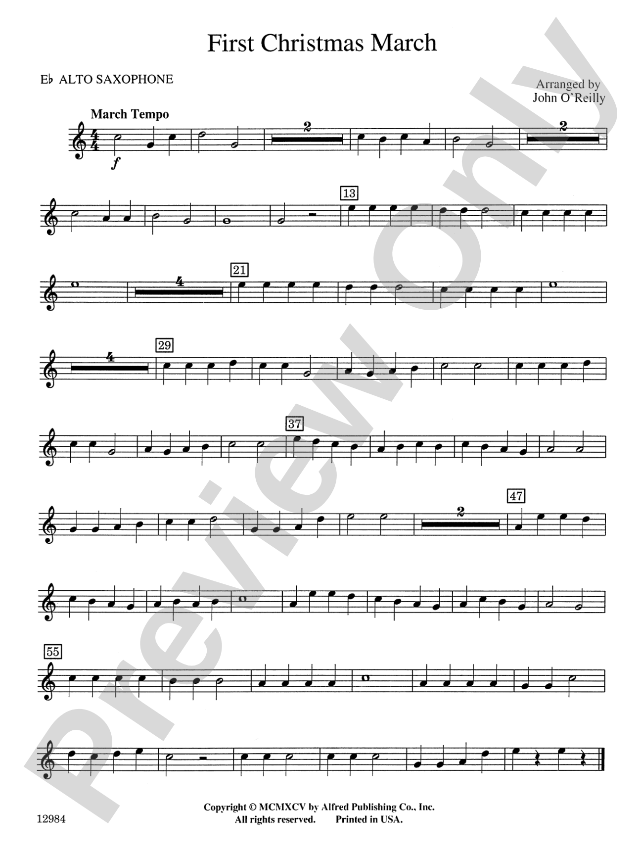 First Christmas March: E-flat Alto Saxophone