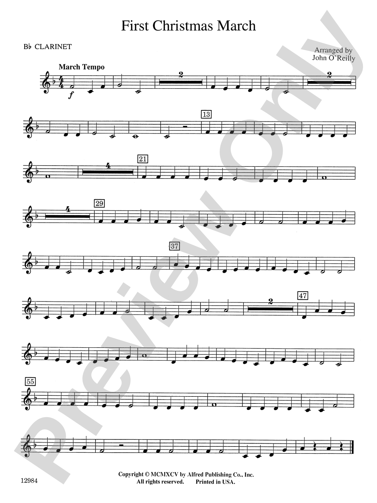First Christmas March: 1st B-flat Clarinet