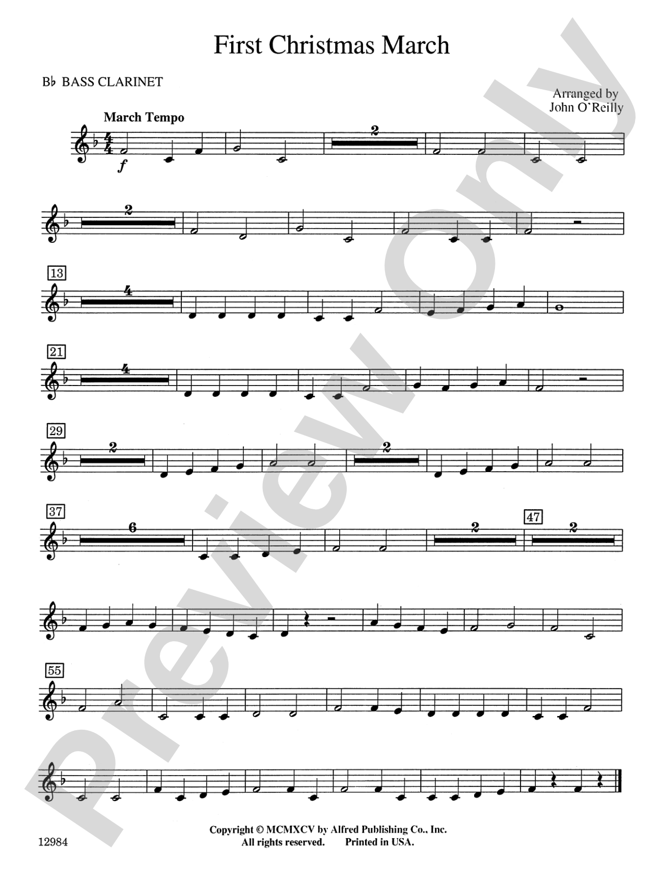 First Christmas March: B-flat Bass Clarinet