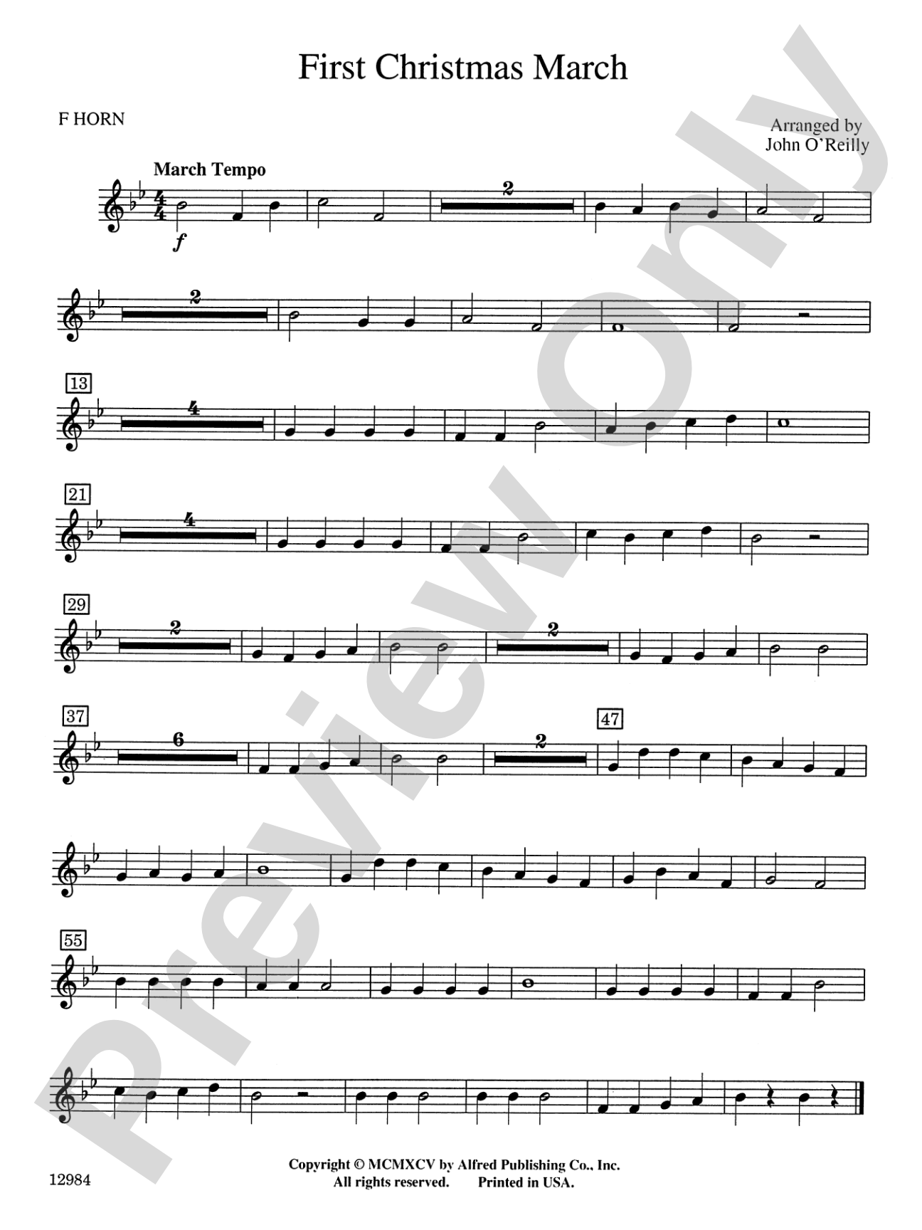 First Christmas March: 1st F Horn