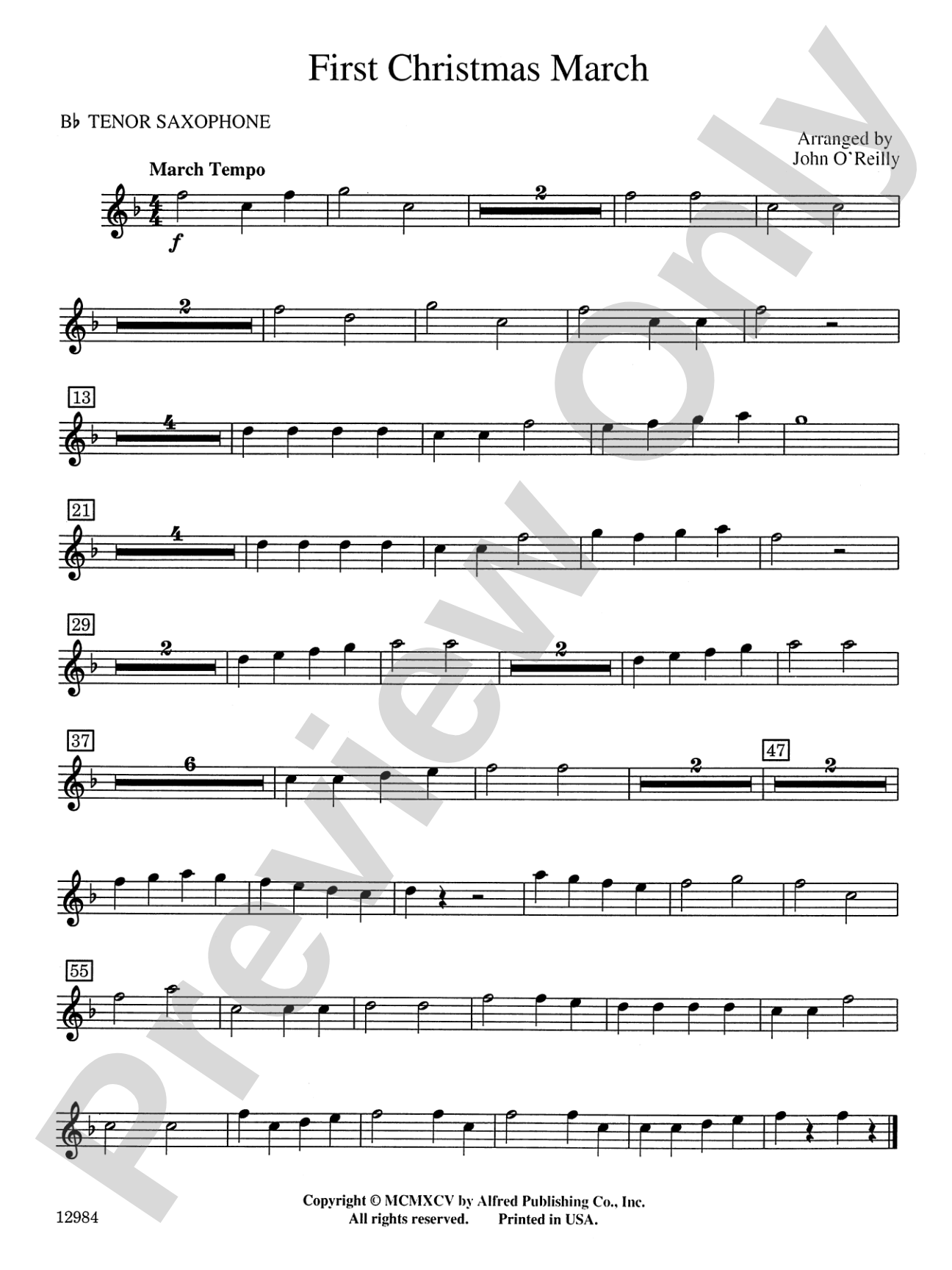 First Christmas March: B-flat Tenor Saxophone