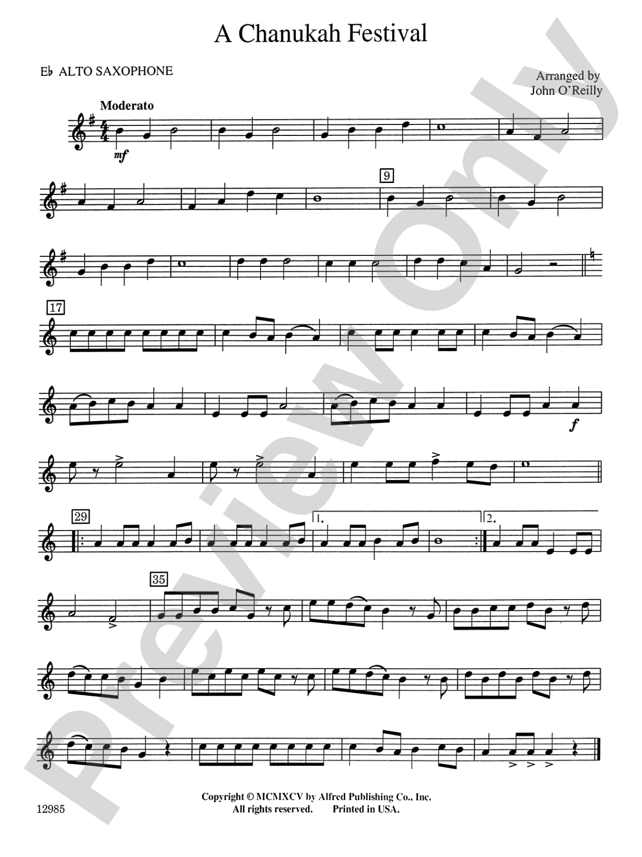 A Chanukah Festival: E-flat Alto Saxophone