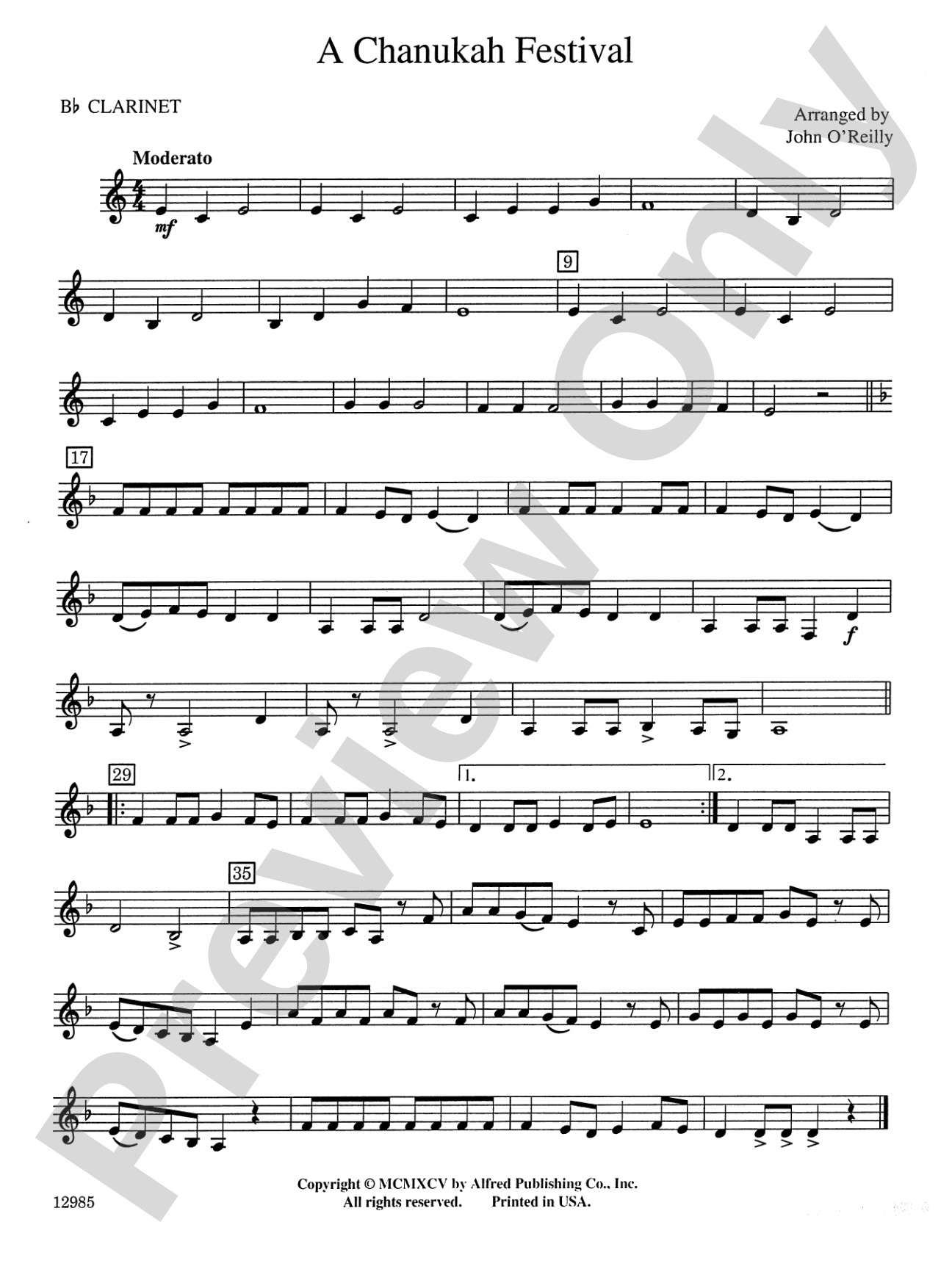 A Chanukah Festival: 1st B-flat Clarinet