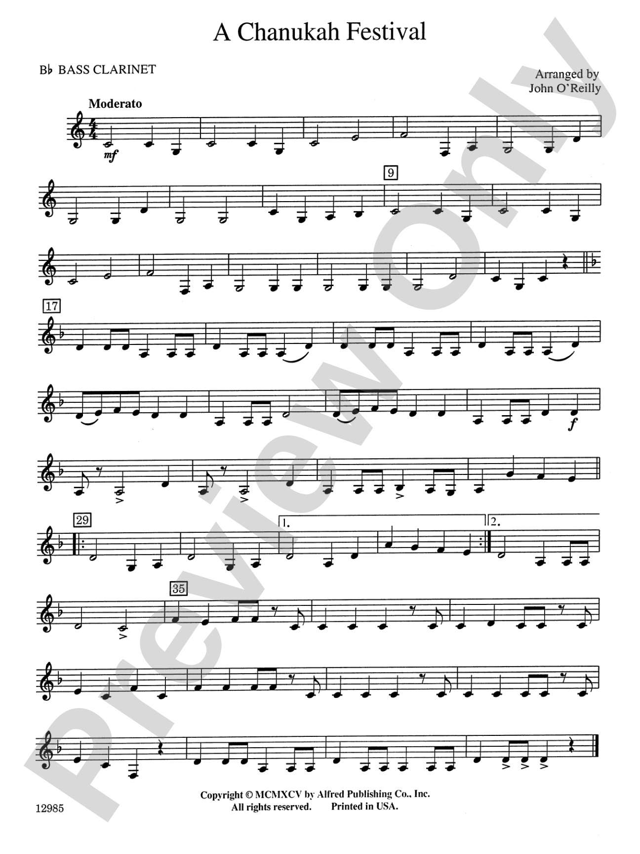 A Chanukah Festival: B-flat Bass Clarinet