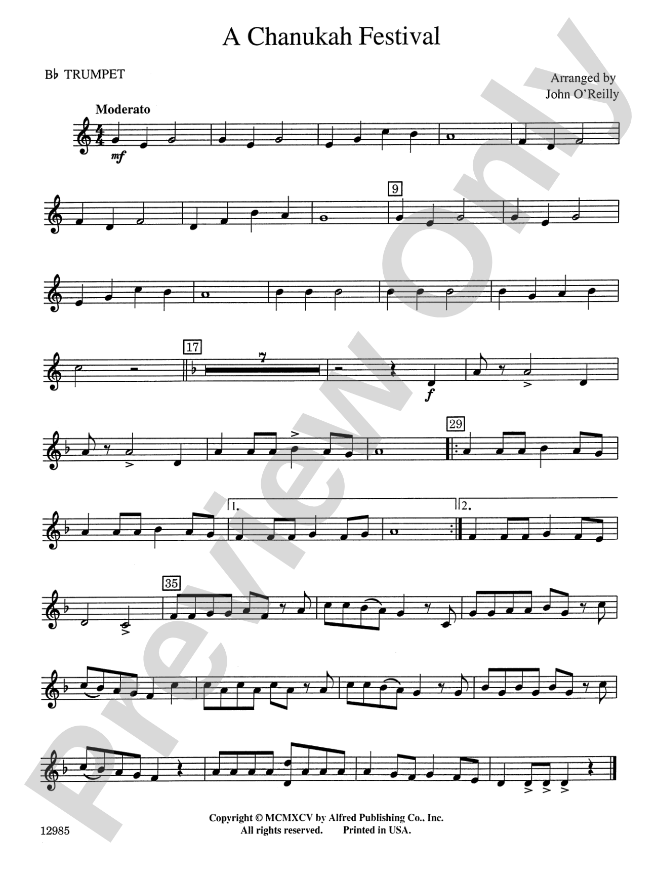 A Chanukah Festival: 1st B-flat Trumpet