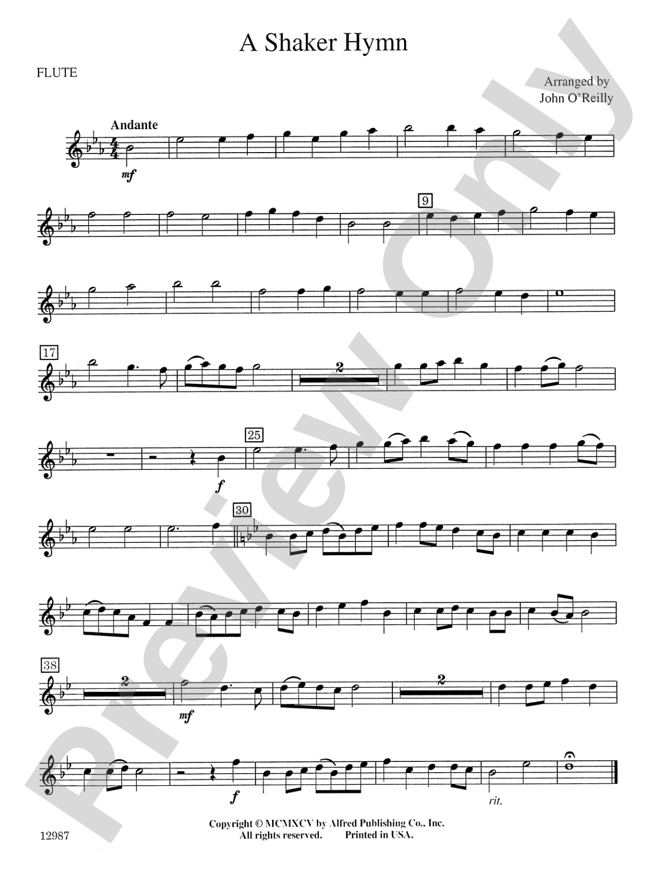 A Shaker Hymn: Flute