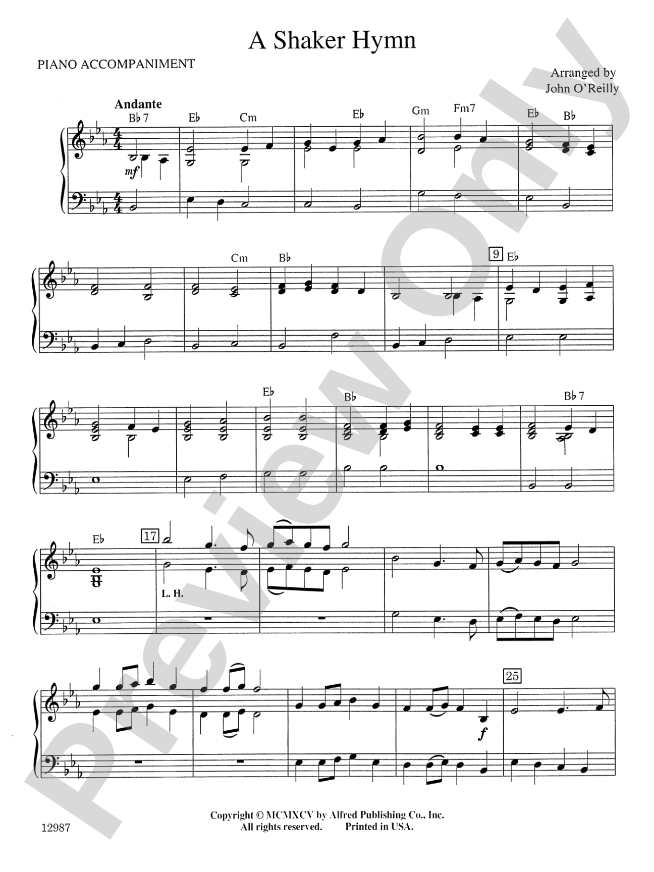 A Shaker Hymn: Piano Accompaniment