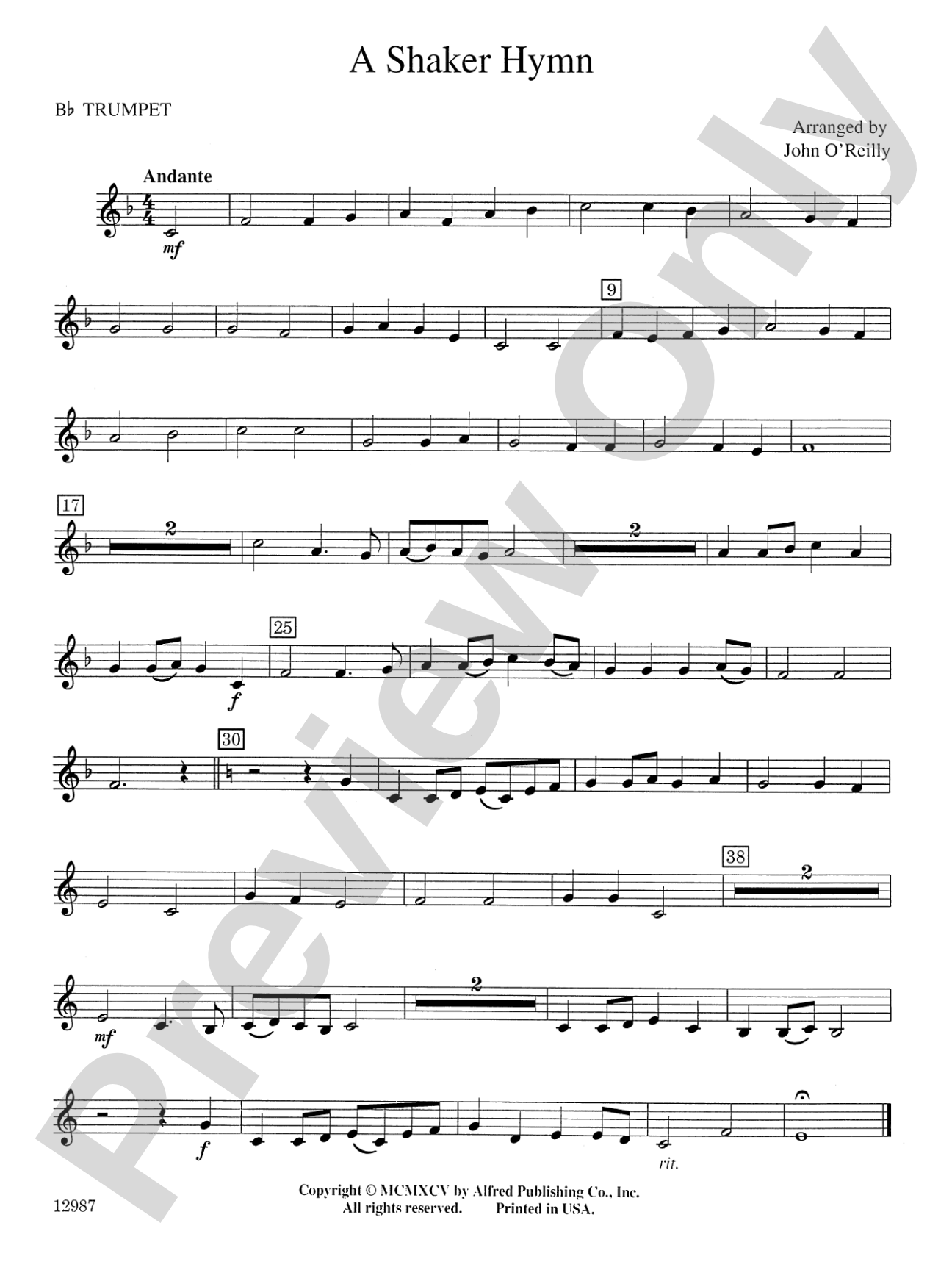 A Shaker Hymn: 1st B-flat Trumpet