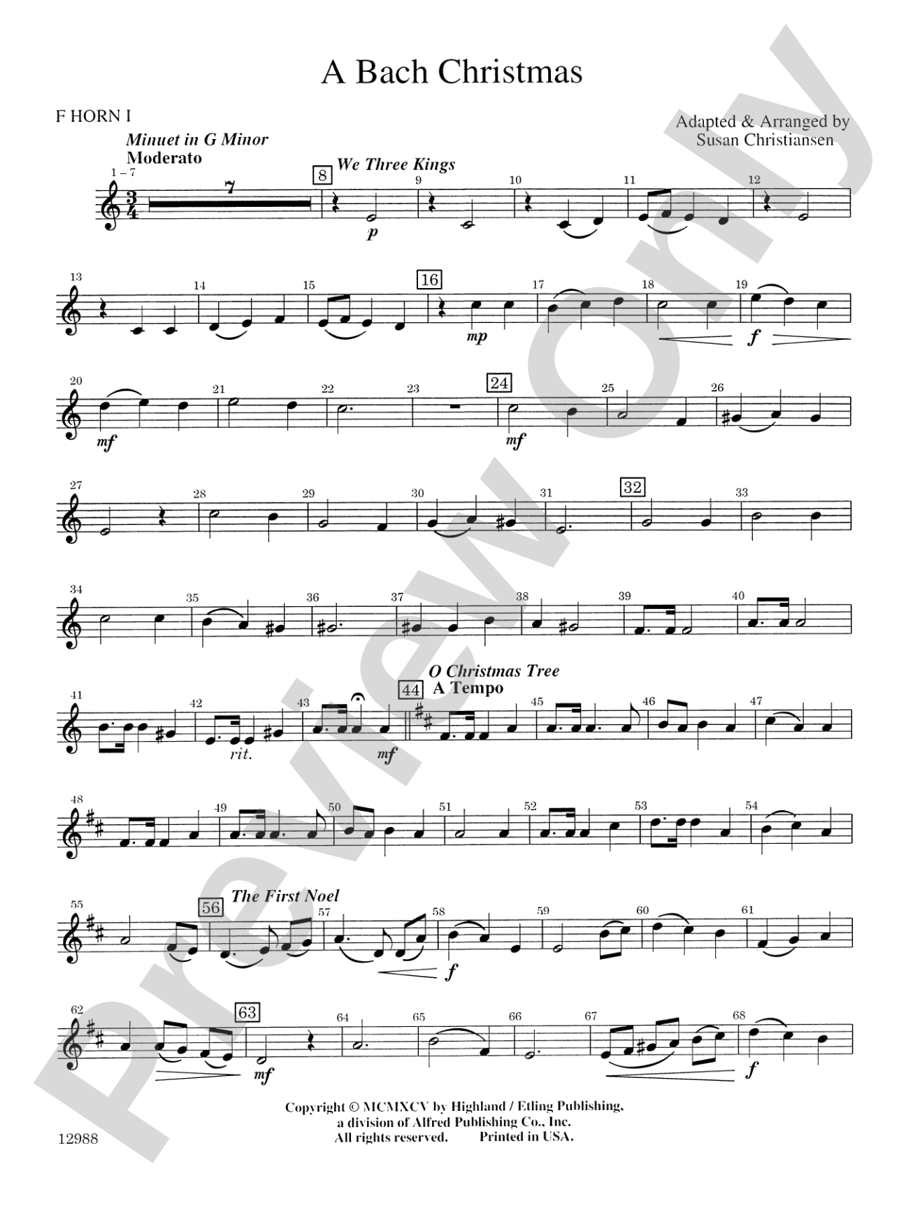 A Bach Christmas: 1st F Horn