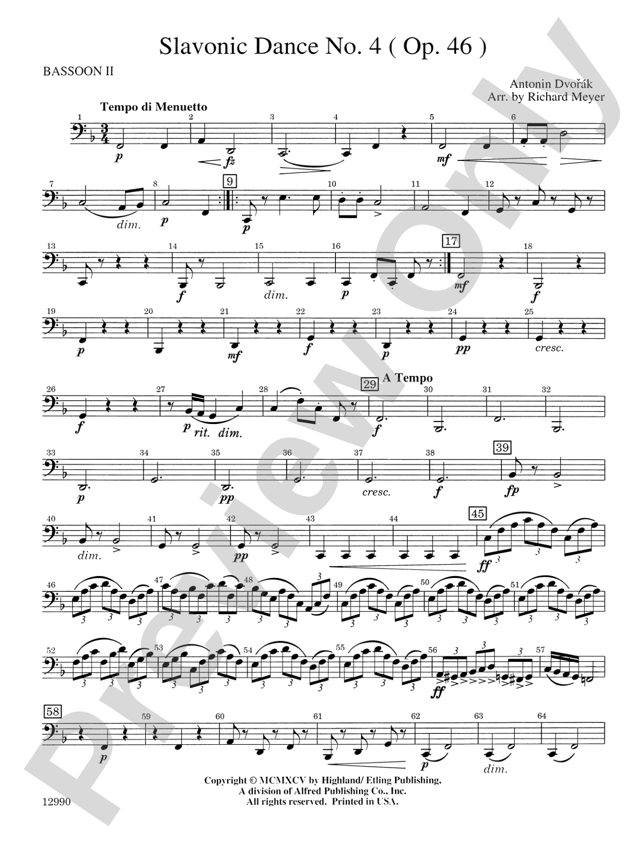 Slavonic Dance No. 4 (Op. 46): 2nd Bassoon