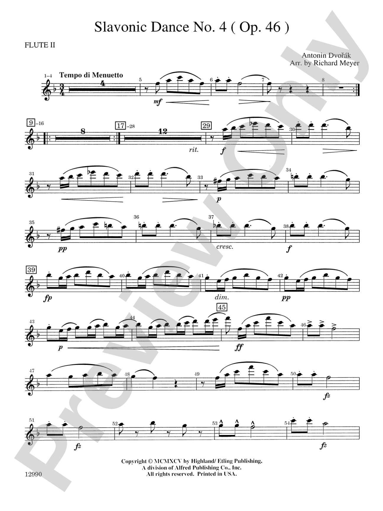 Slavonic Dance No. 4 (Op. 46): 2nd Flute