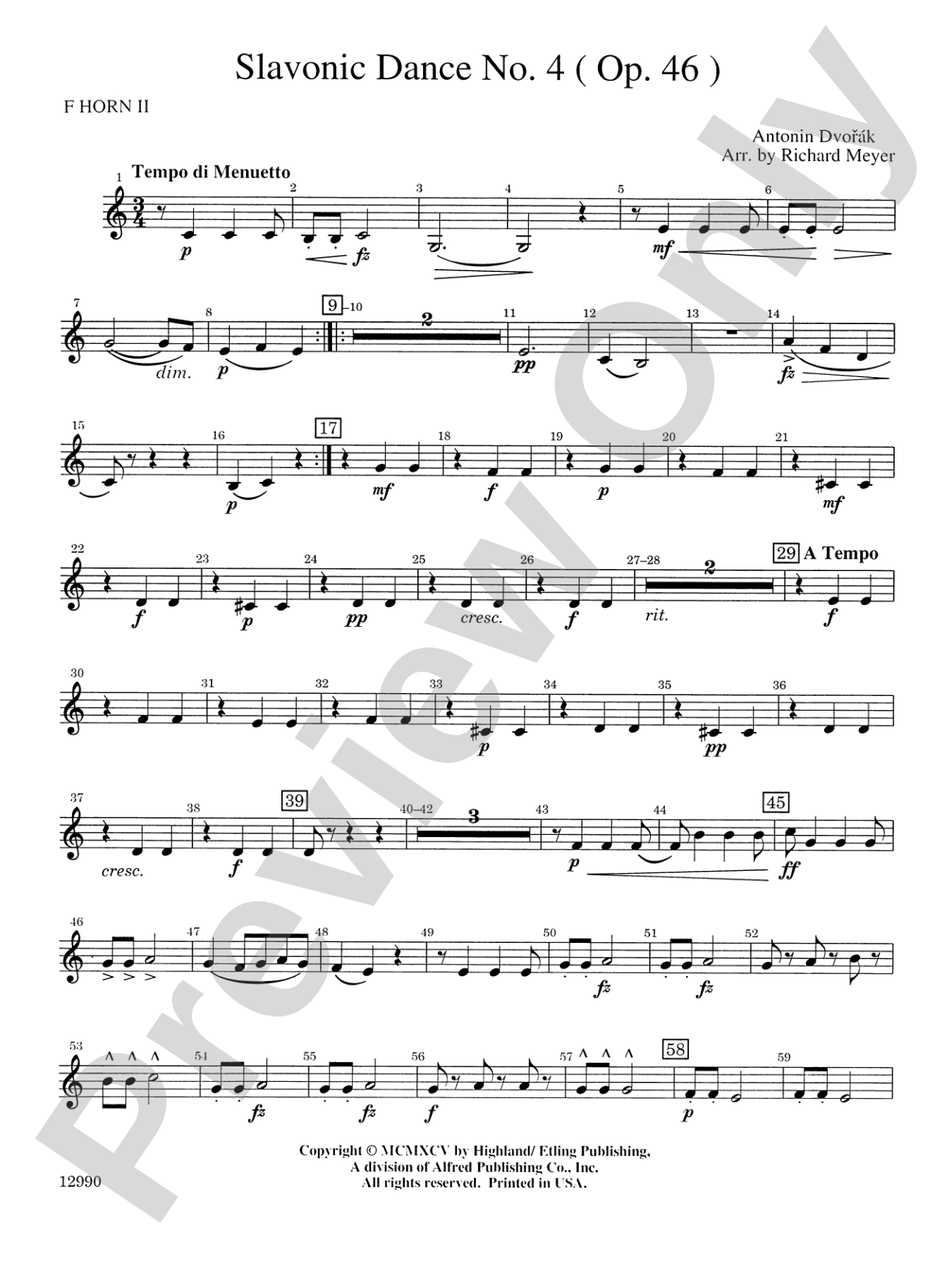 Slavonic Dance No. 4 (Op. 46): 2nd F Horn