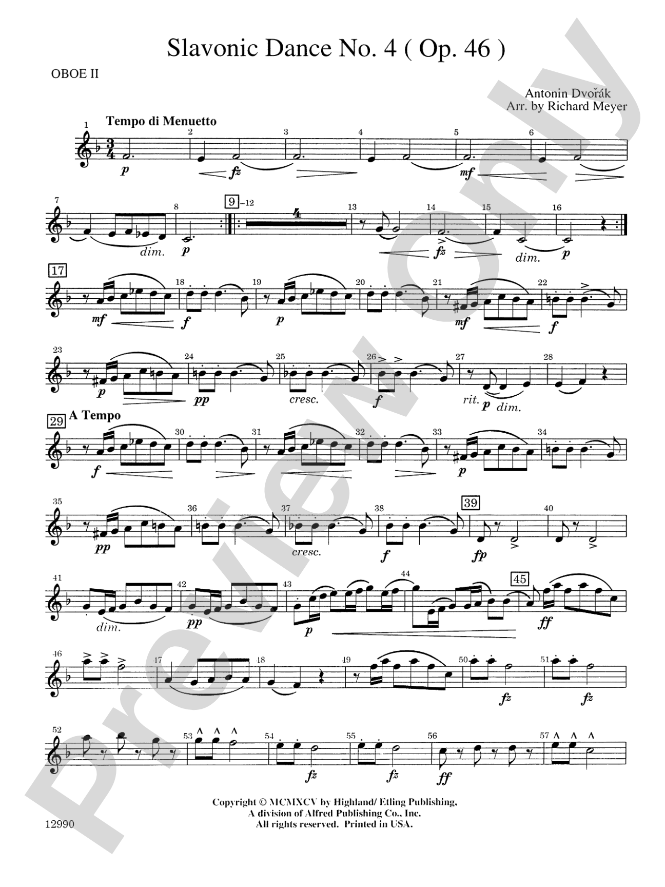 Slavonic Dance No. 4 (Op. 46): 2nd Oboe