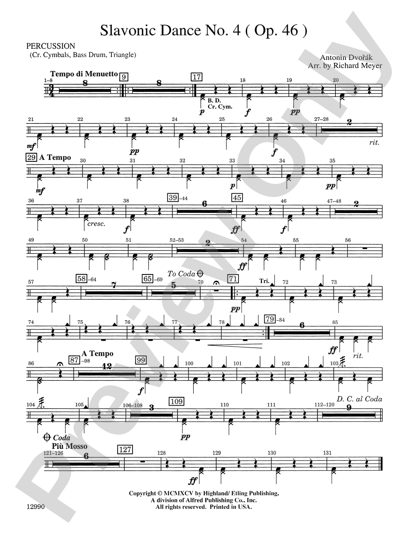 Slavonic Dance No. 4 (Op. 46): 1st Percussion