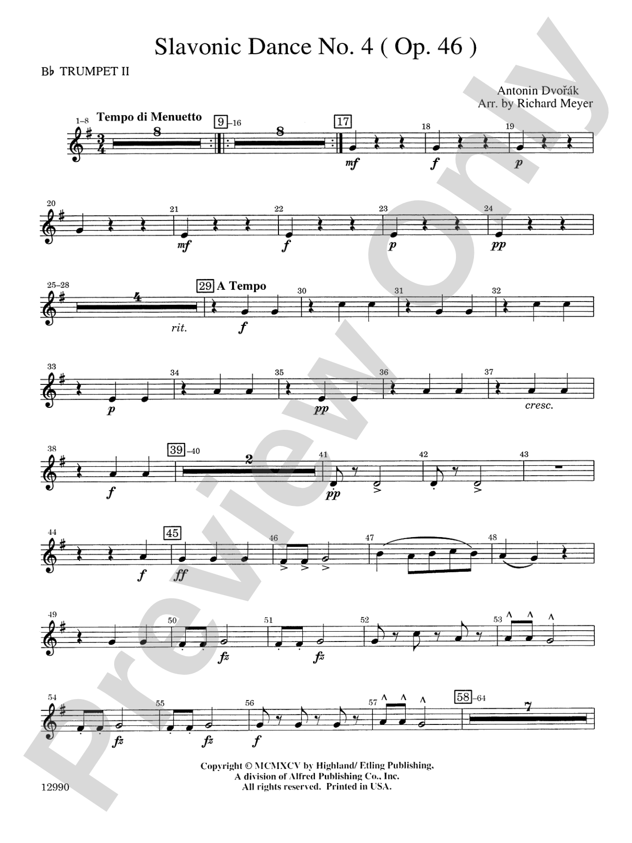 Slavonic Dance No. 4 (Op. 46): 2nd B-flat Trumpet