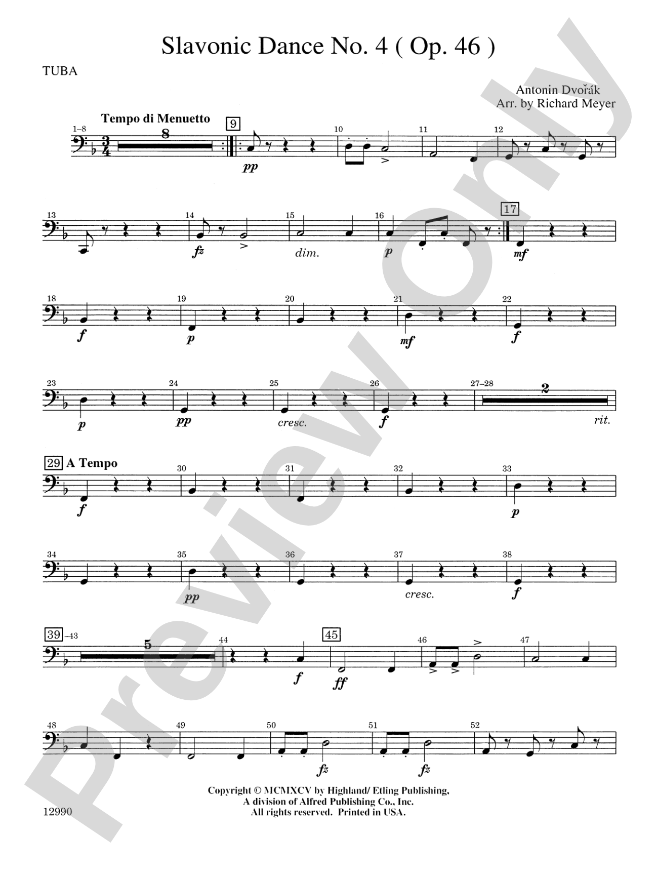 Slavonic Dance No. 4 (Op. 46): Tuba