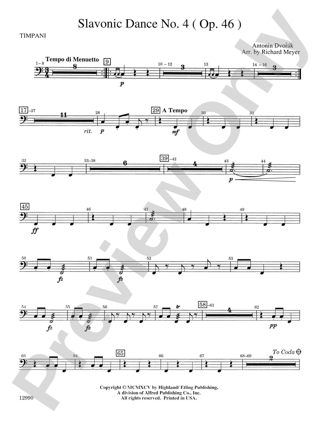 Slavonic Dance No. 4 (Op. 46): Timpani