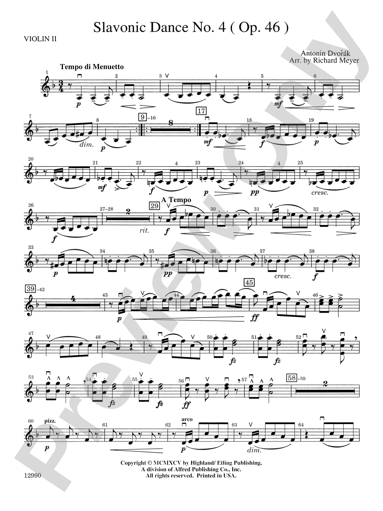 Slavonic Dance No. 4 (Op. 46): 2nd Violin