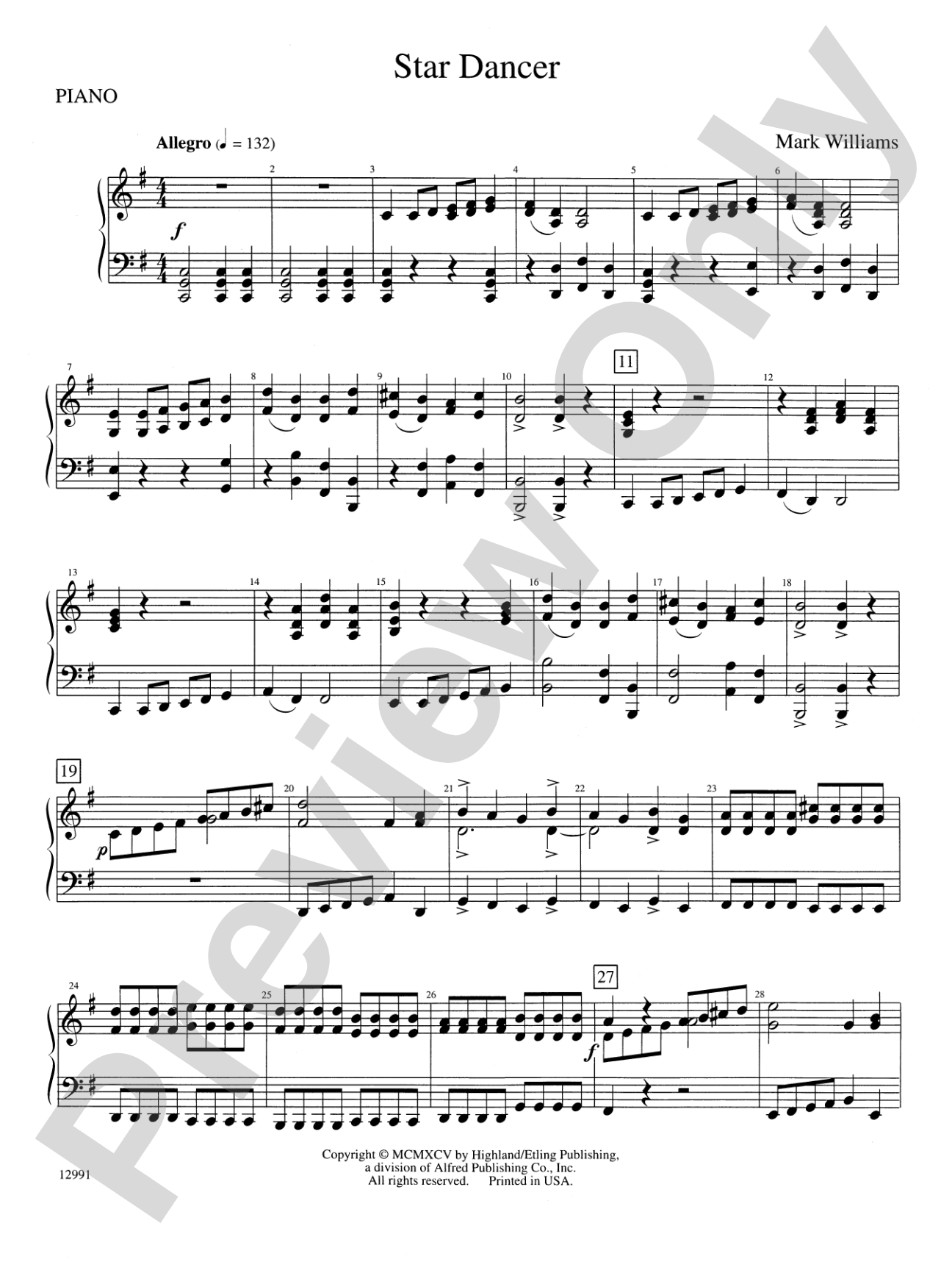 Star Dancer: Piano Accompaniment