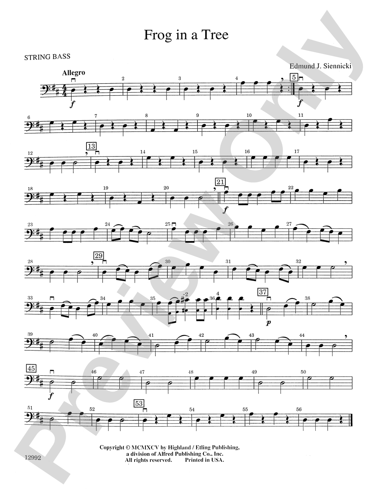 Frog in a Tree: String Bass