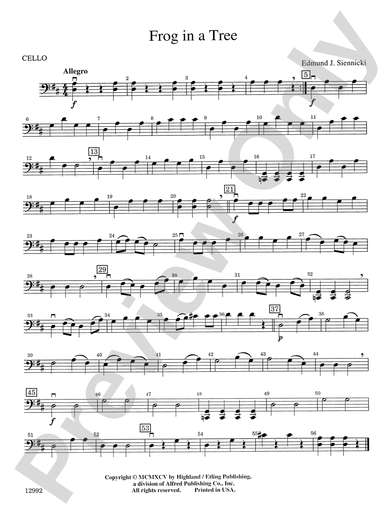 Frog in a Tree: Cello