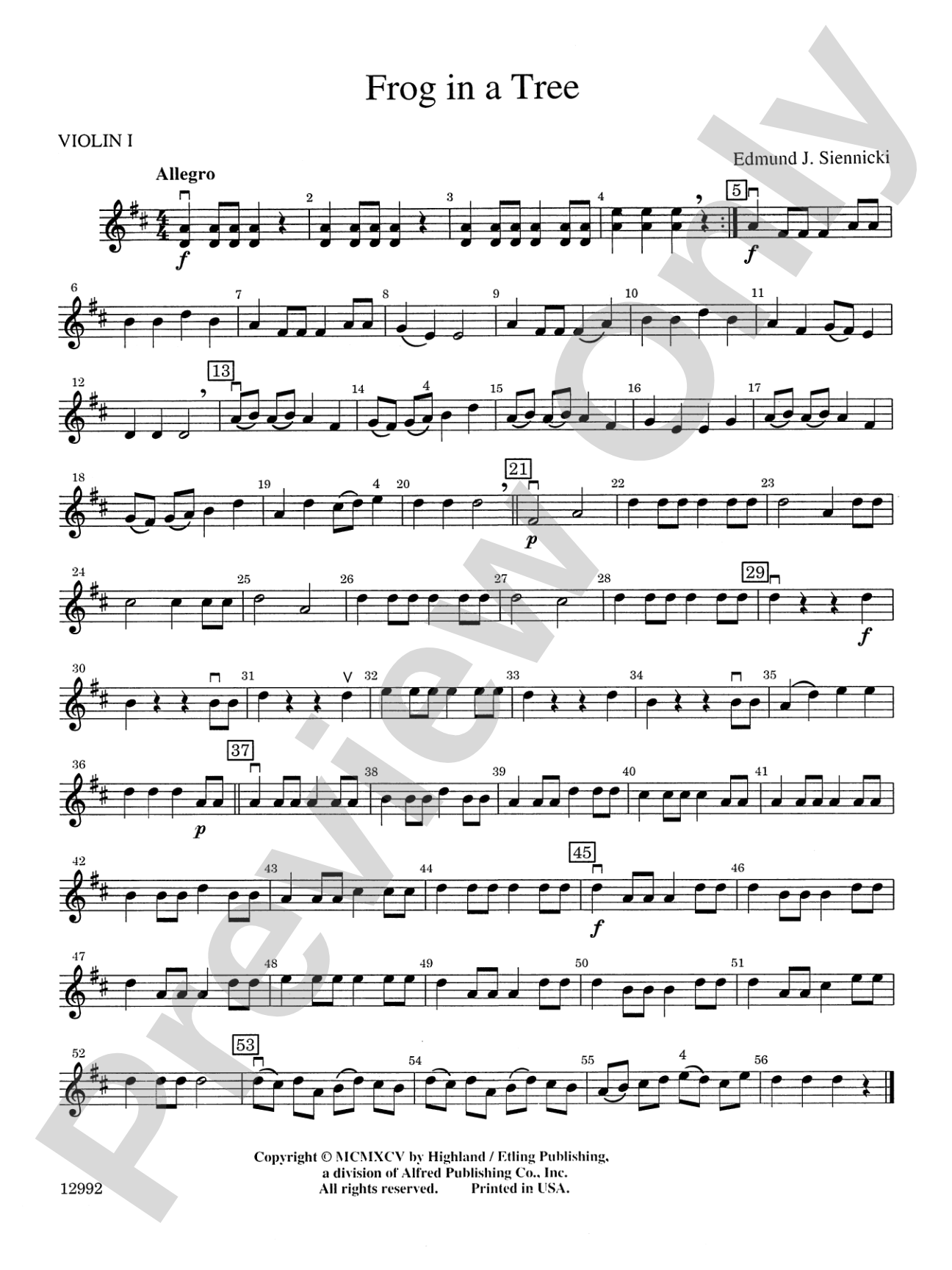 Frog in a Tree: 1st Violin