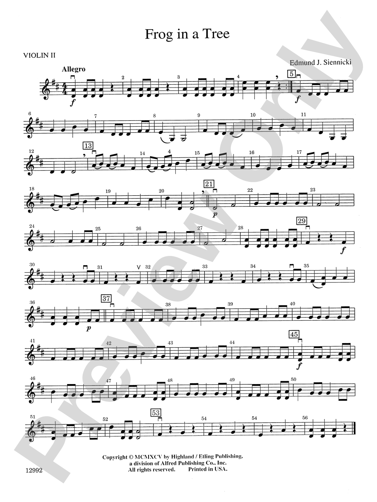 Frog in a Tree: 2nd Violin