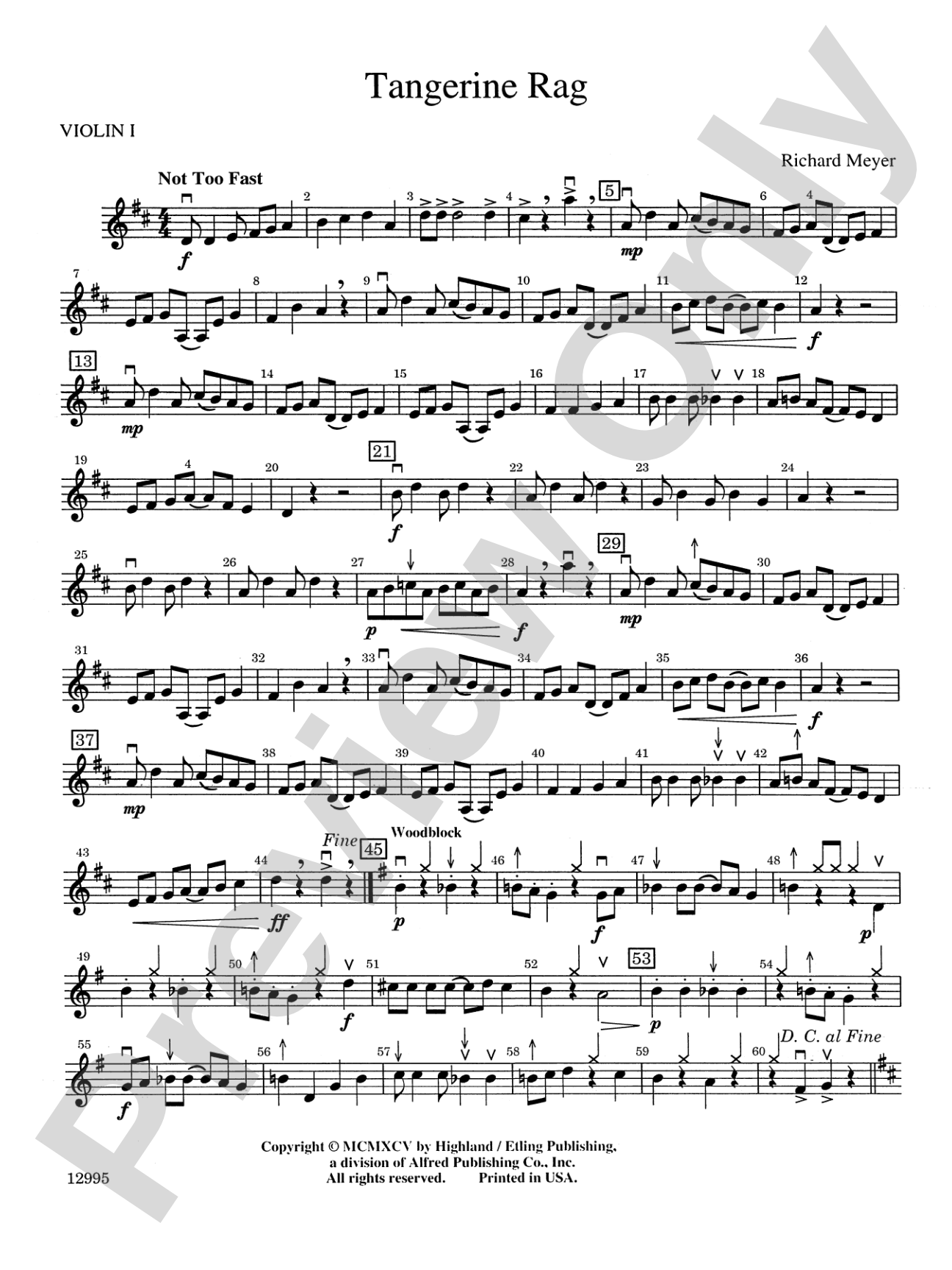 Tangerine Rag: 1st Violin