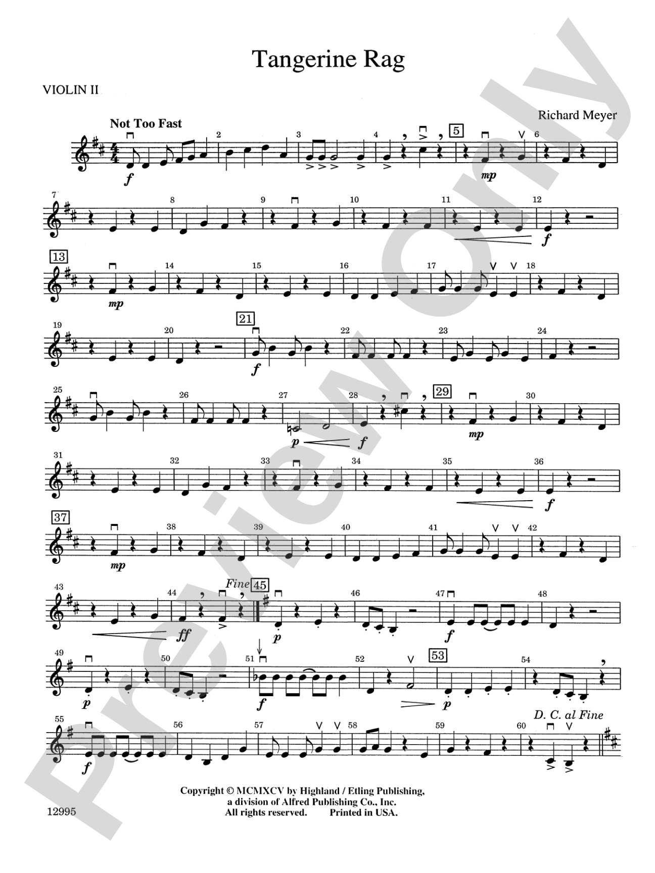 Tangerine Rag: 2nd Violin