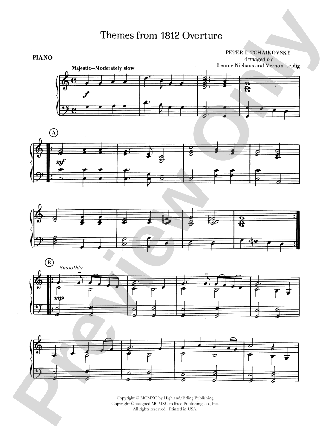 Themes from the 1812 Overture: Piano Accompaniment