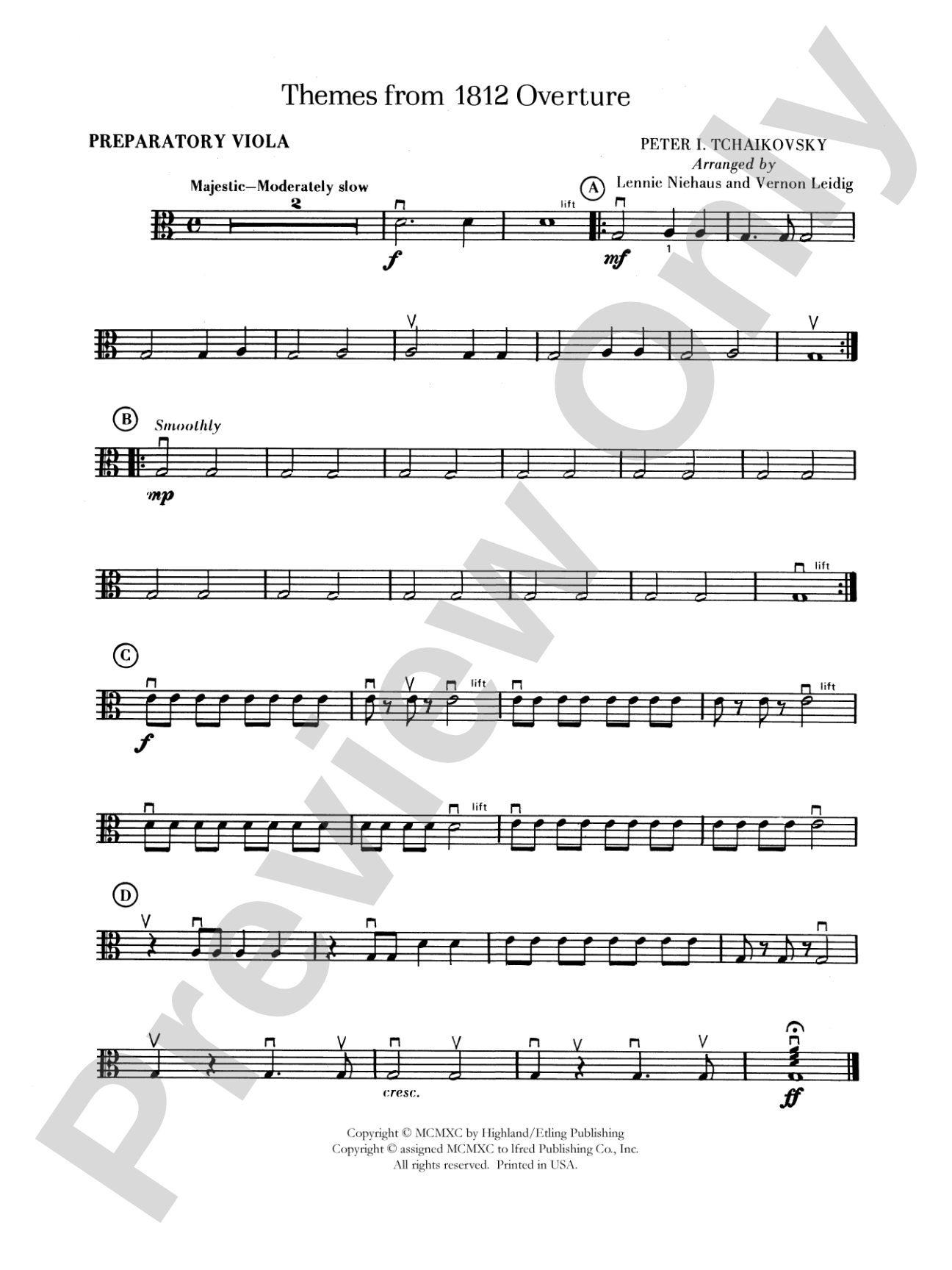 Themes from the 1812 Overture: Preparatory Viola