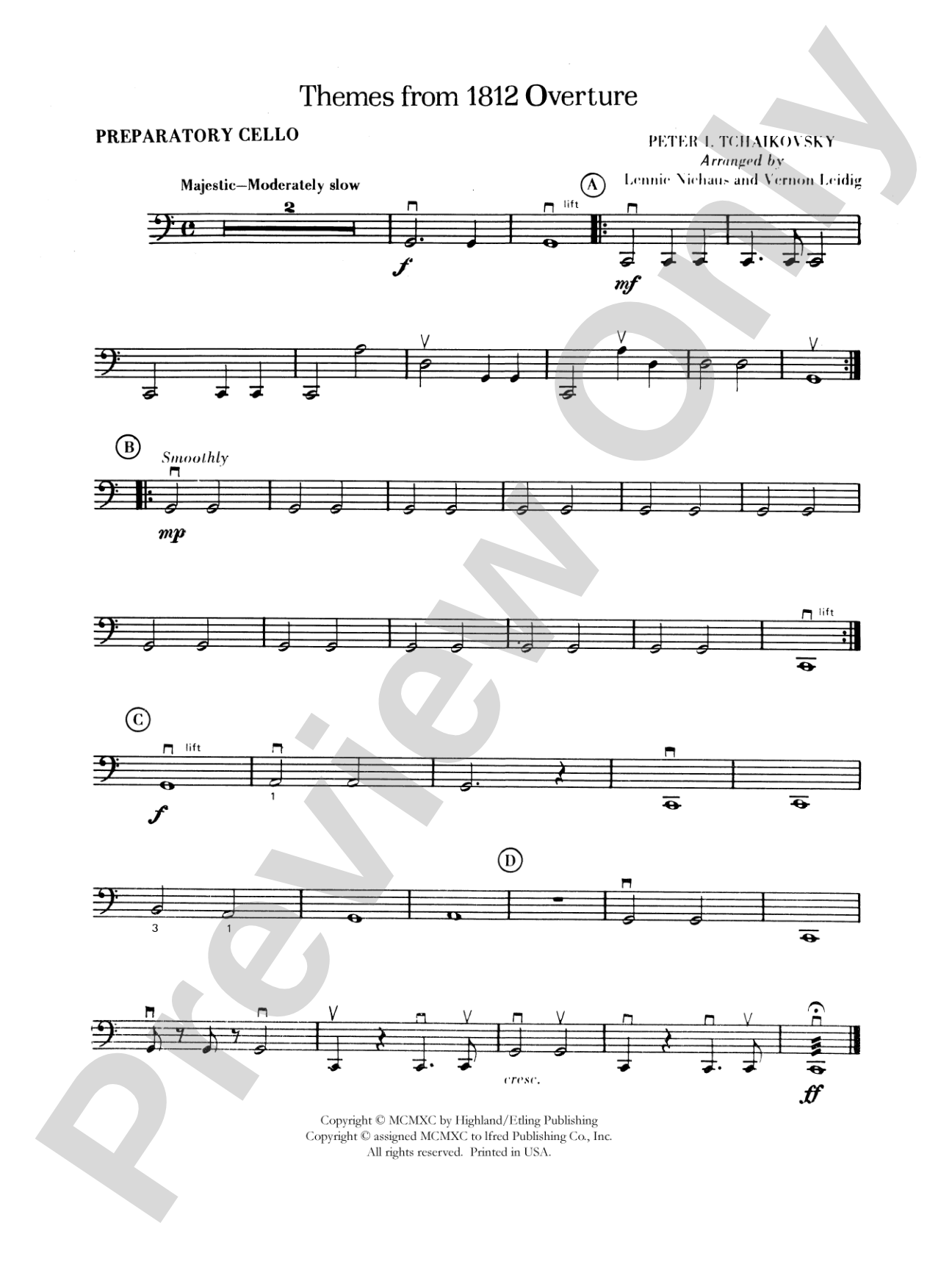 Themes from the 1812 Overture: Preparatory Cello