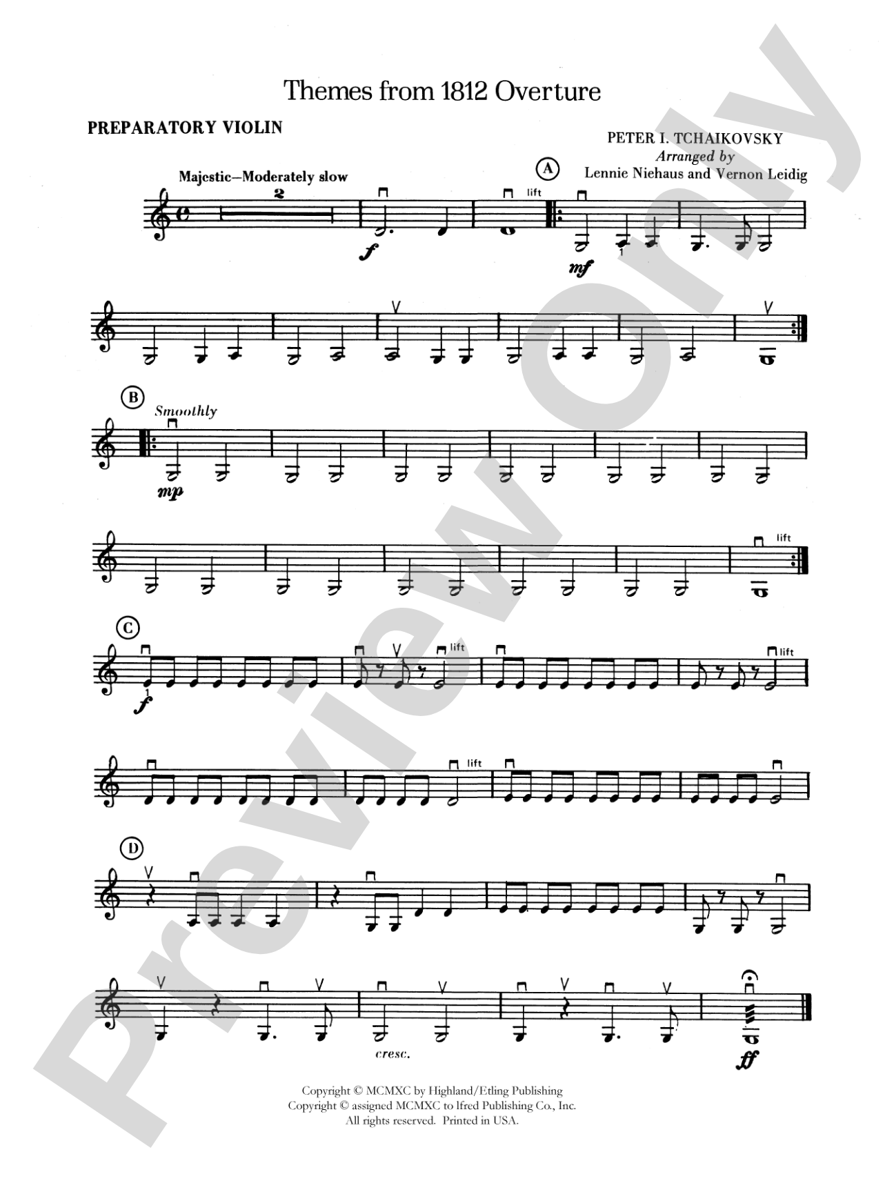 Themes from the 1812 Overture: Preparatory Violin