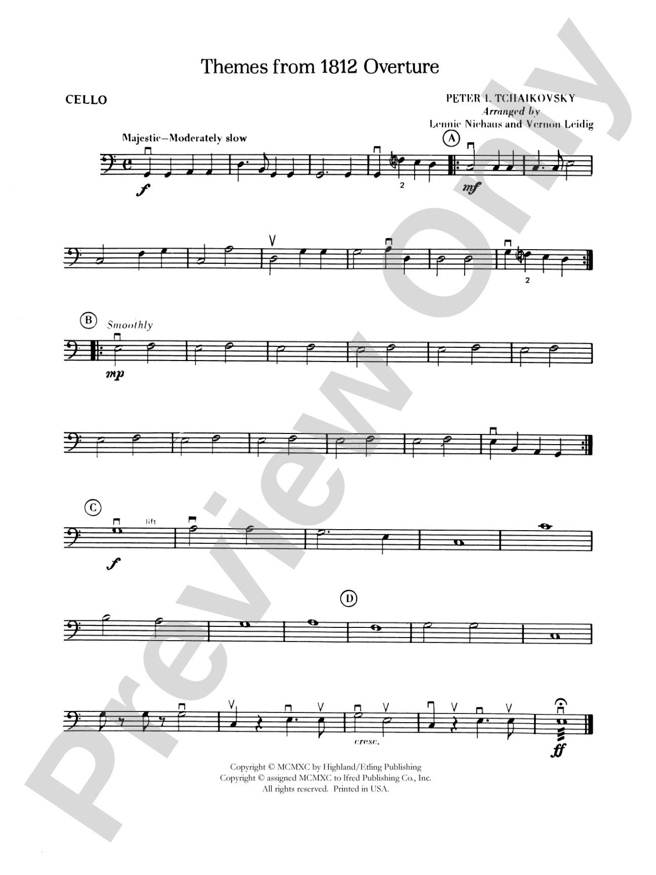 Themes from the 1812 Overture: Cello