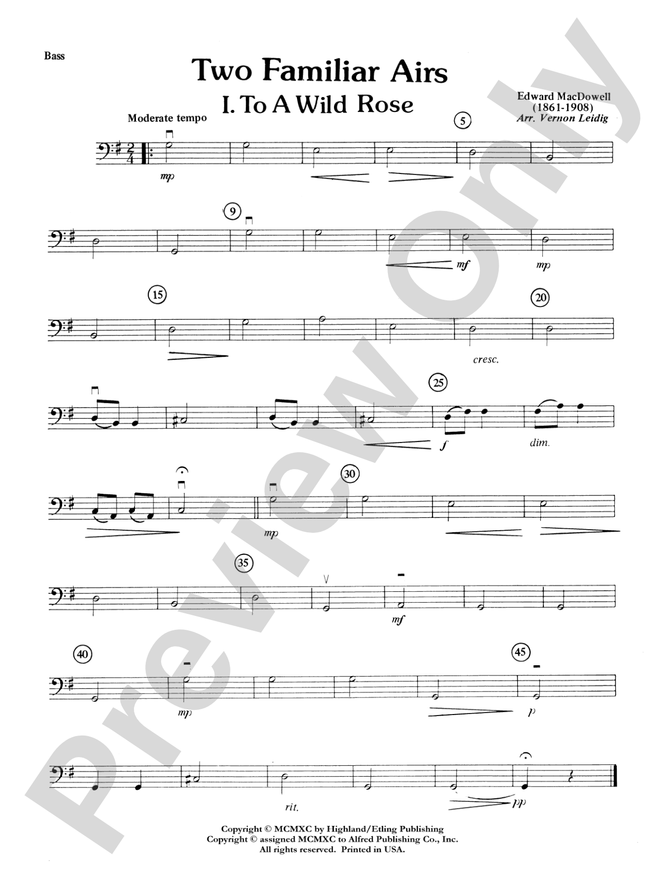 Two Familiar Airs (To a Wild Rose, Londonderry Air): String Bass