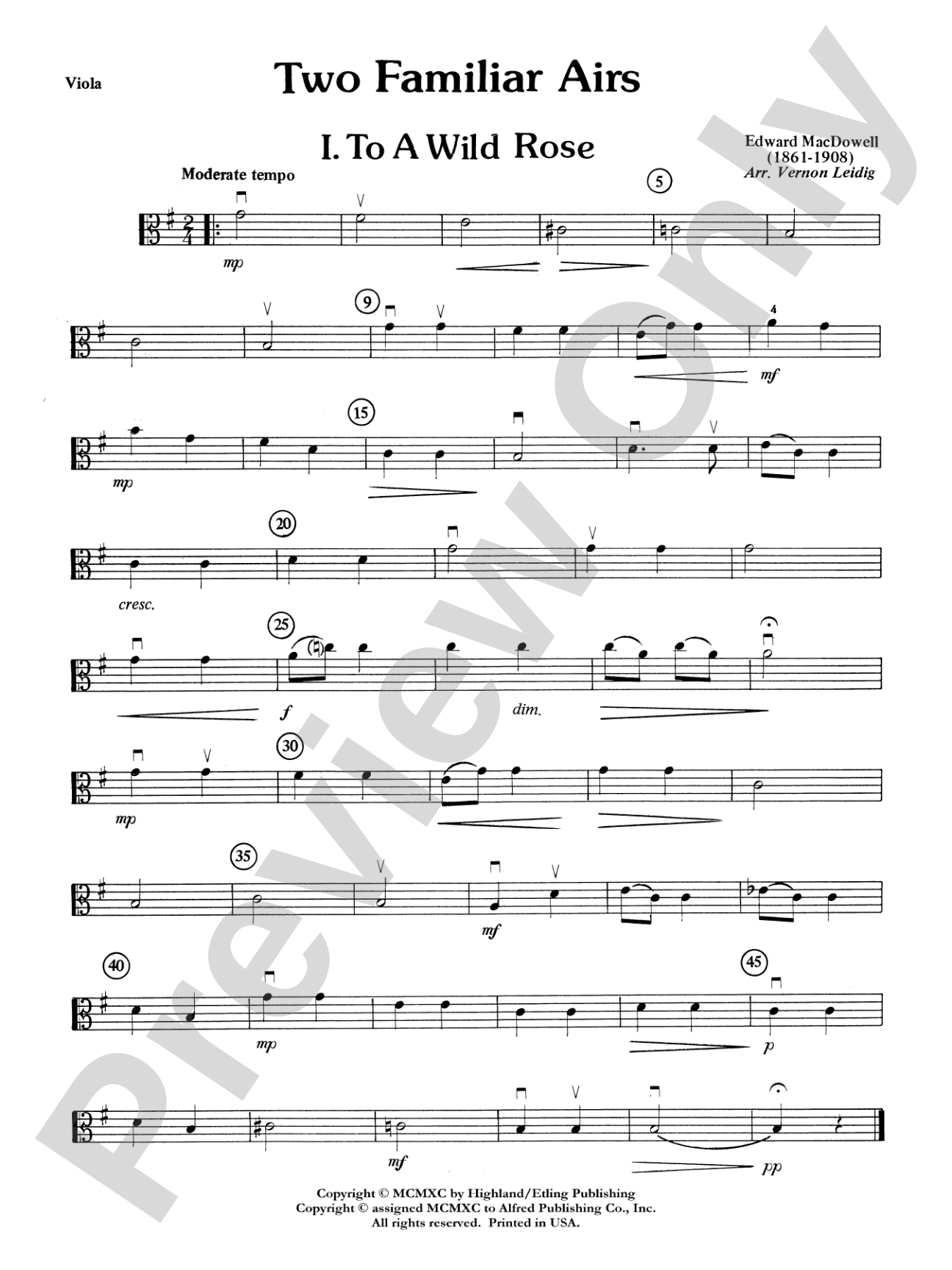 Two Familiar Airs (To a Wild Rose, Londonderry Air): Viola