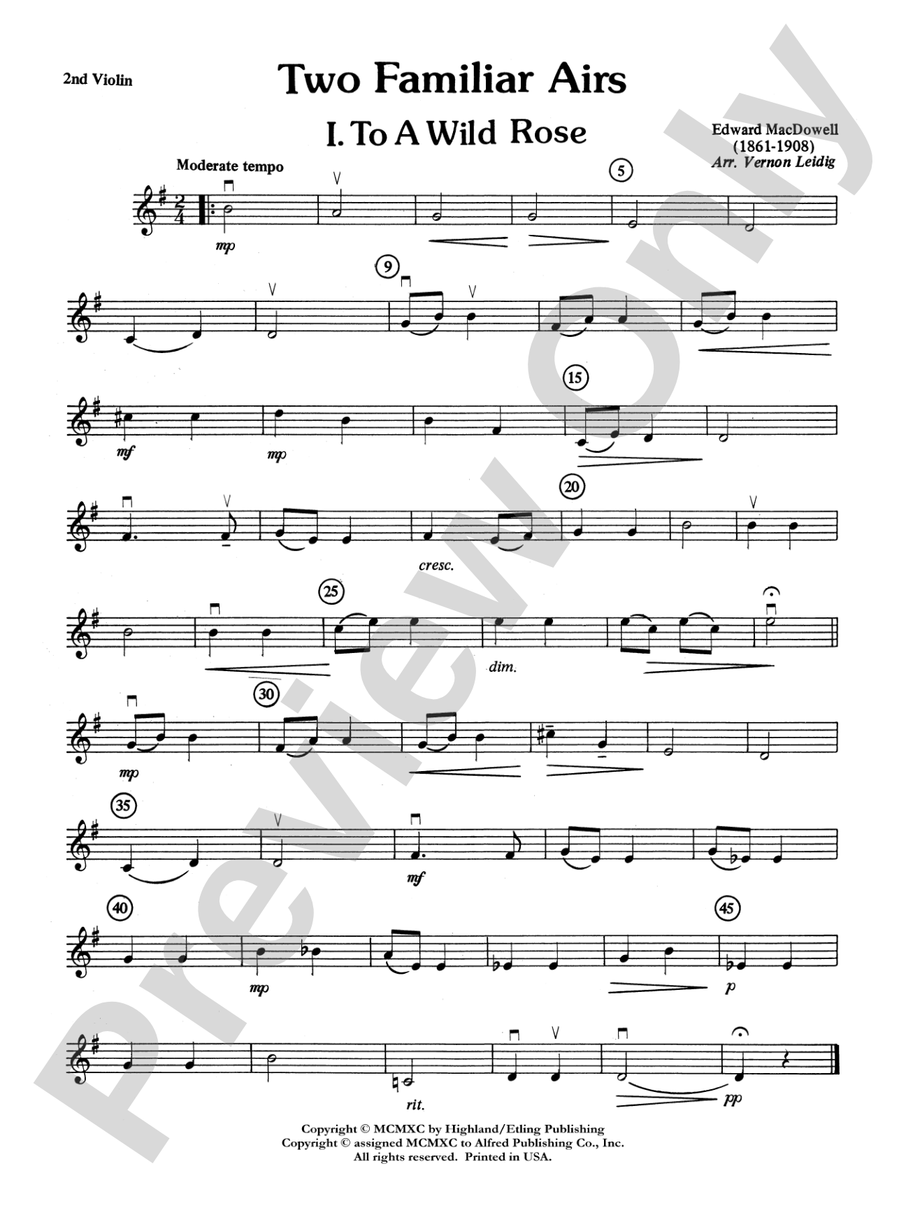 Two Familiar Airs (To a Wild Rose, Londonderry Air): 2nd Violin