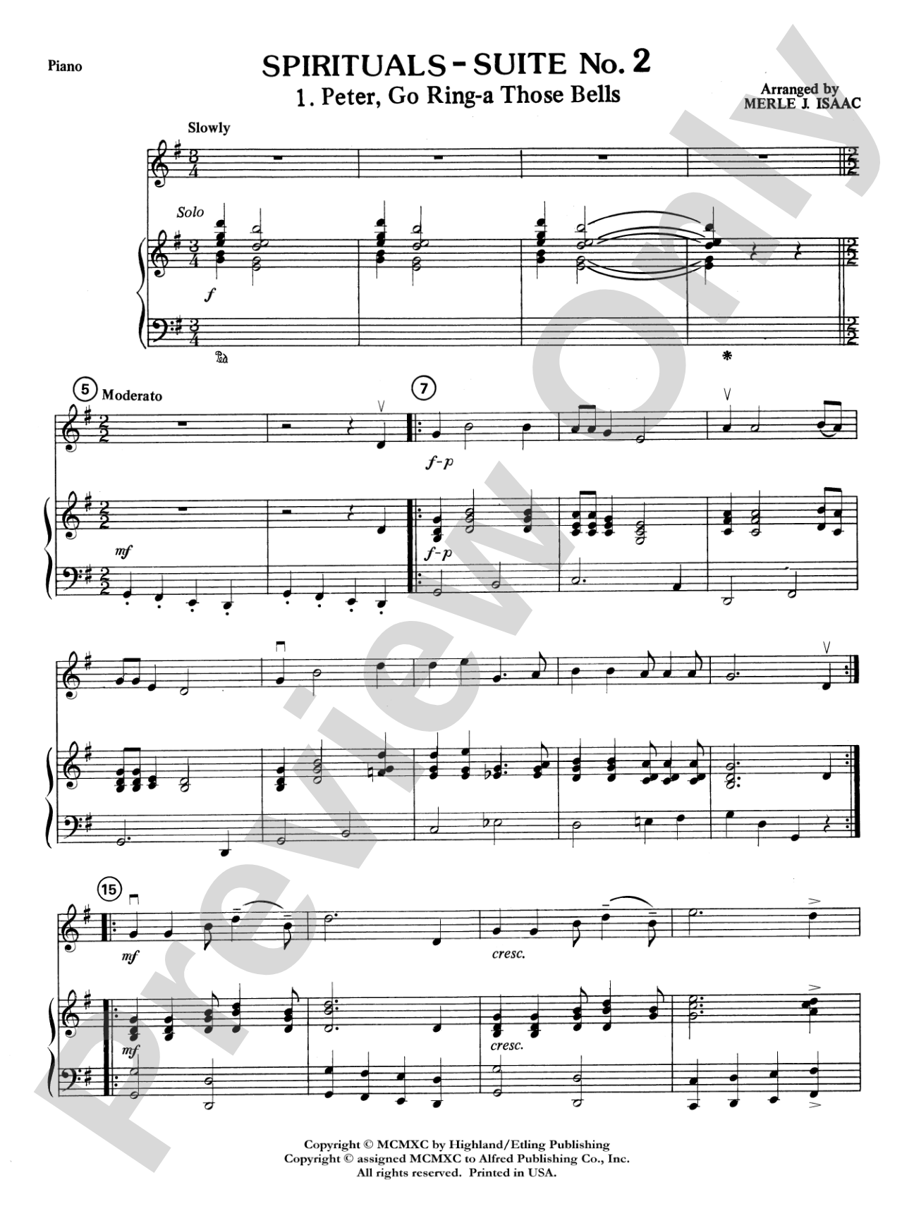 Spirituals Suite, No. 2: Piano Accompaniment