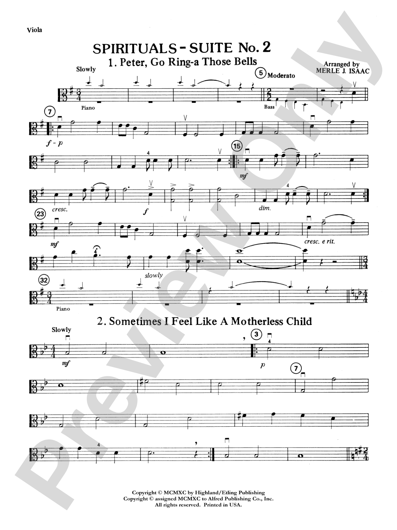 Spirituals Suite, No. 2: Viola