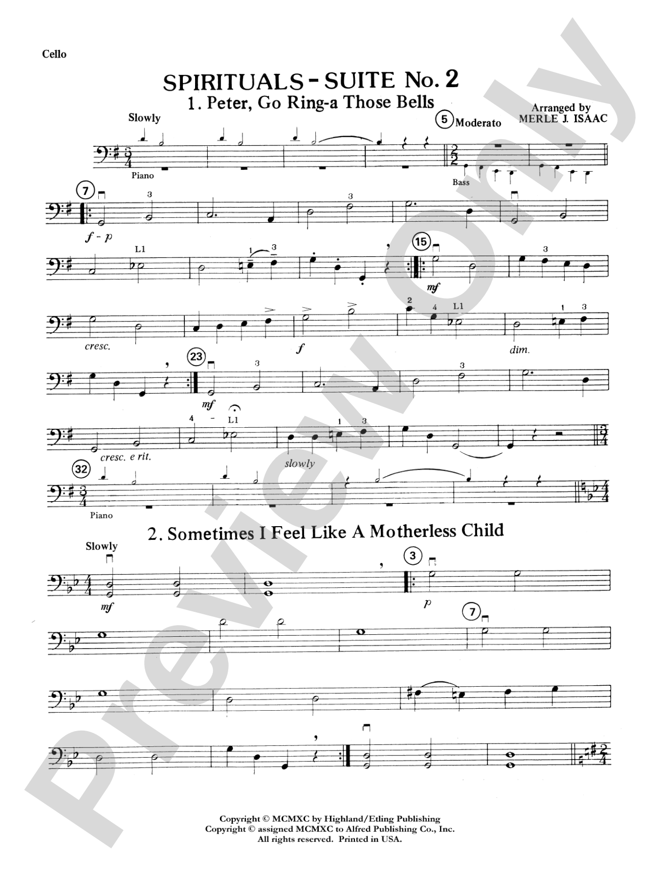 Spirituals Suite, No. 2: Cello