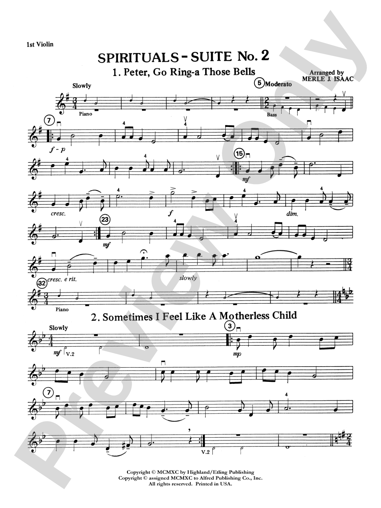 Spirituals Suite, No. 2: 1st Violin