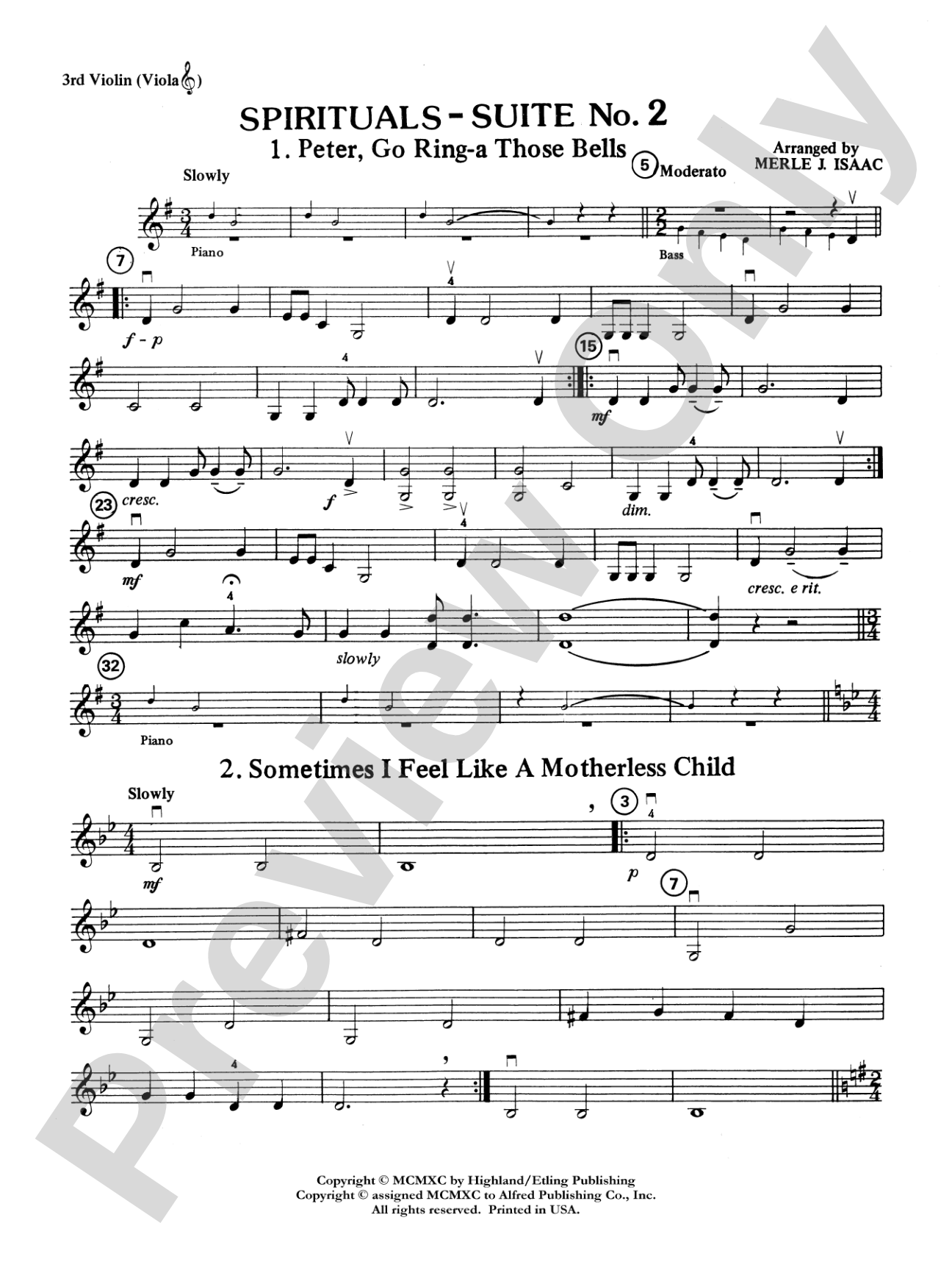 Spirituals Suite, No. 2: 3rd Violin (Viola [TC])